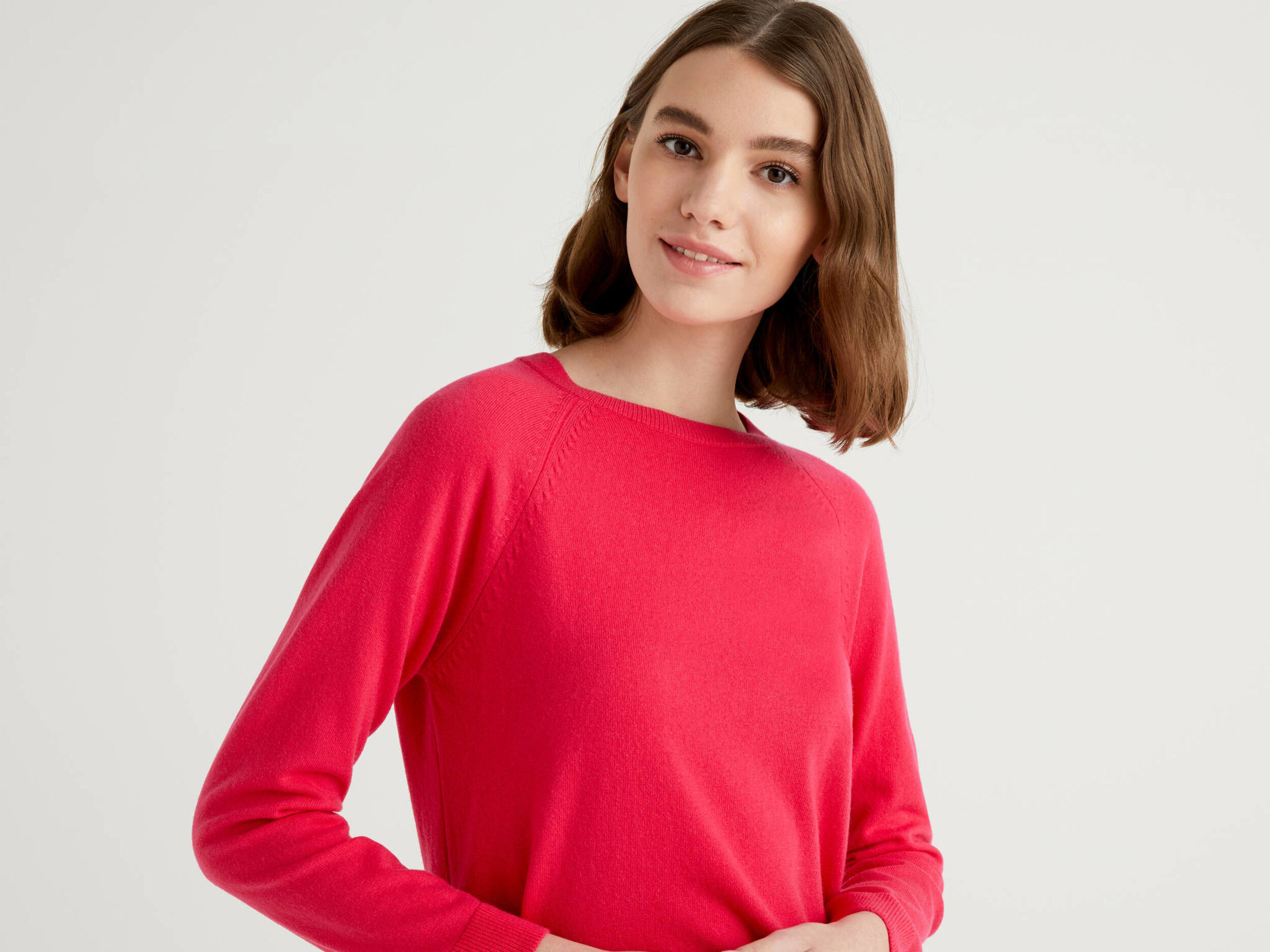 fuchsia crew neck sweater