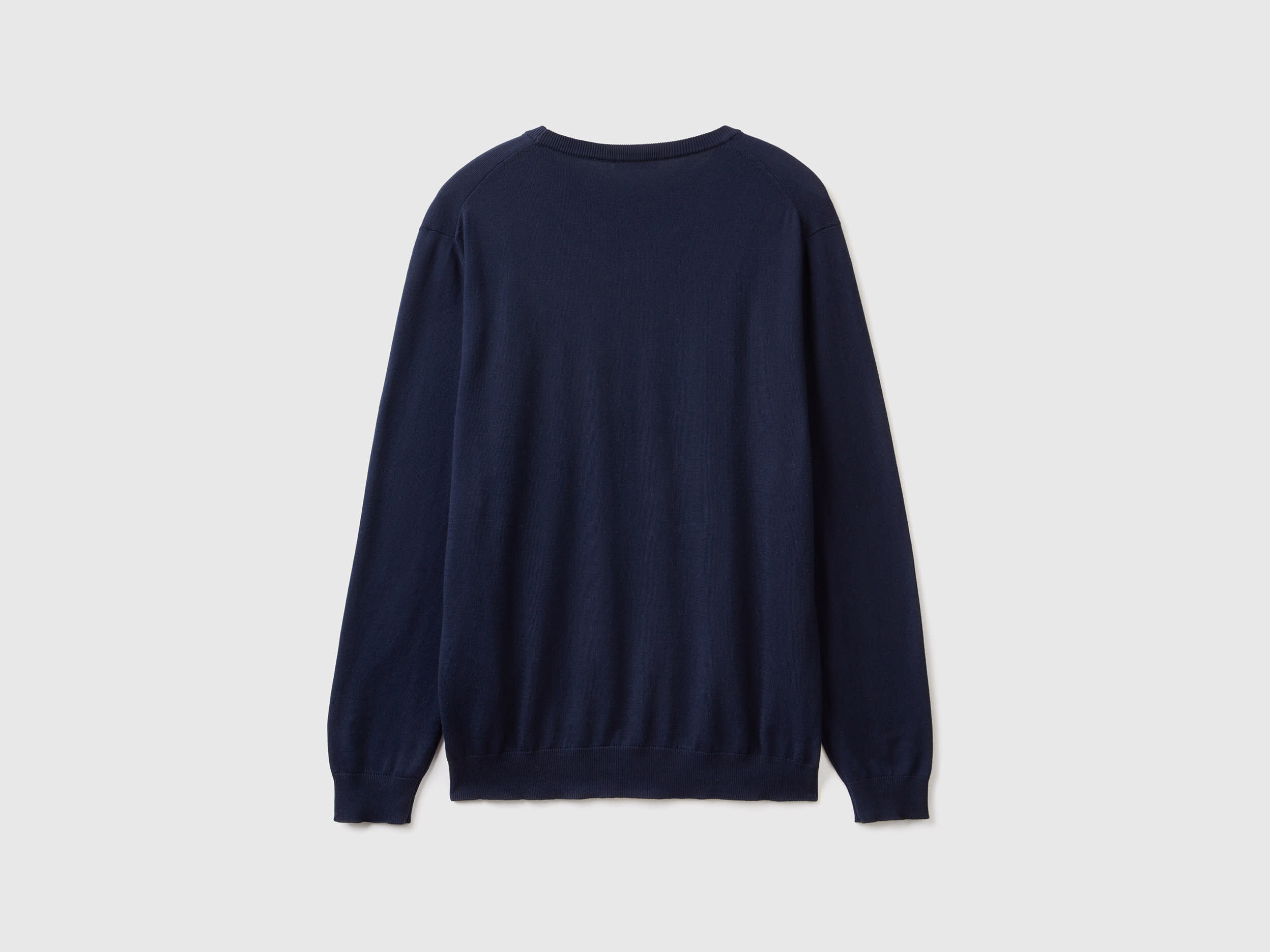 Crew neck sweater in 100 cotton Dark Blue Benetton