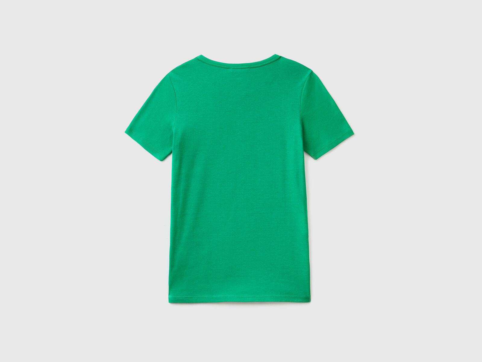 T-shirt in 100% | cotton glitter with - Benetton Green logo print