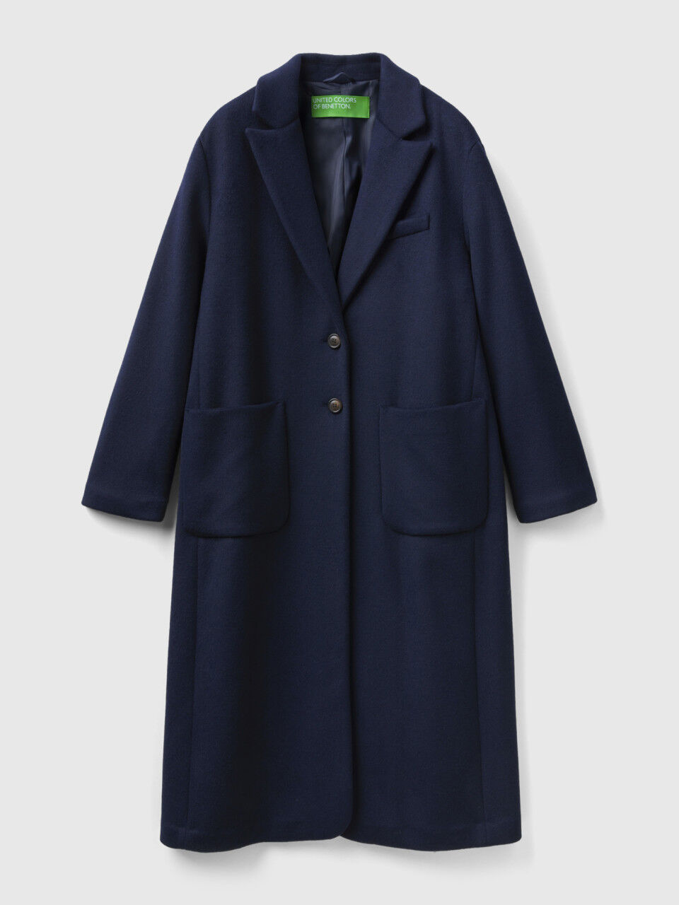 Midi coat in Shetland wool blend Dark Blue Benetton