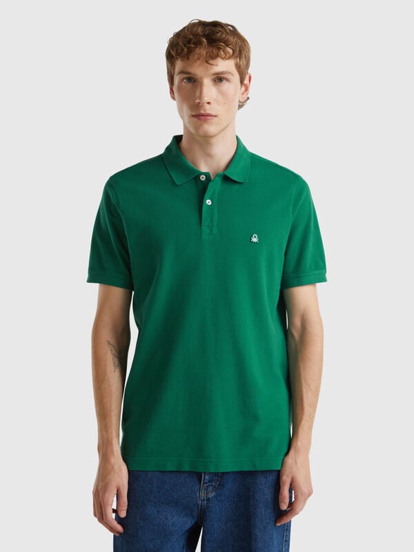 Dark green regular fit polo Men