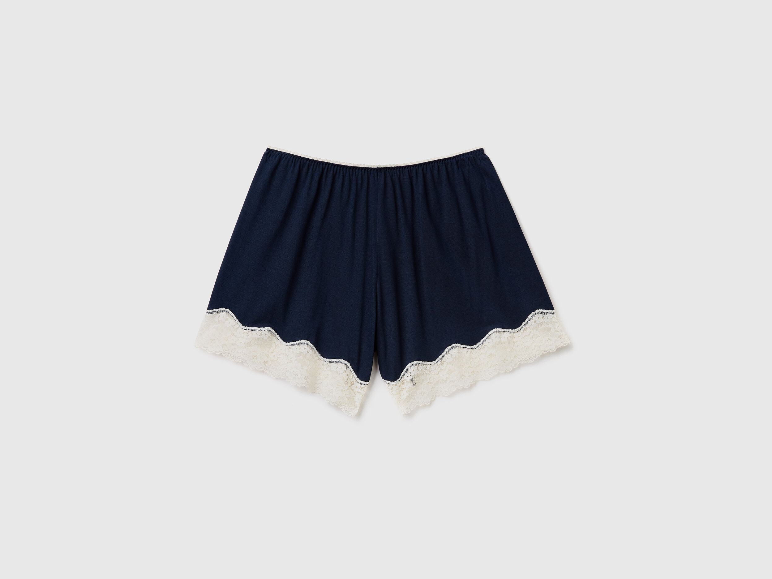 Flowy shorts with lace Dark Blue Benetton