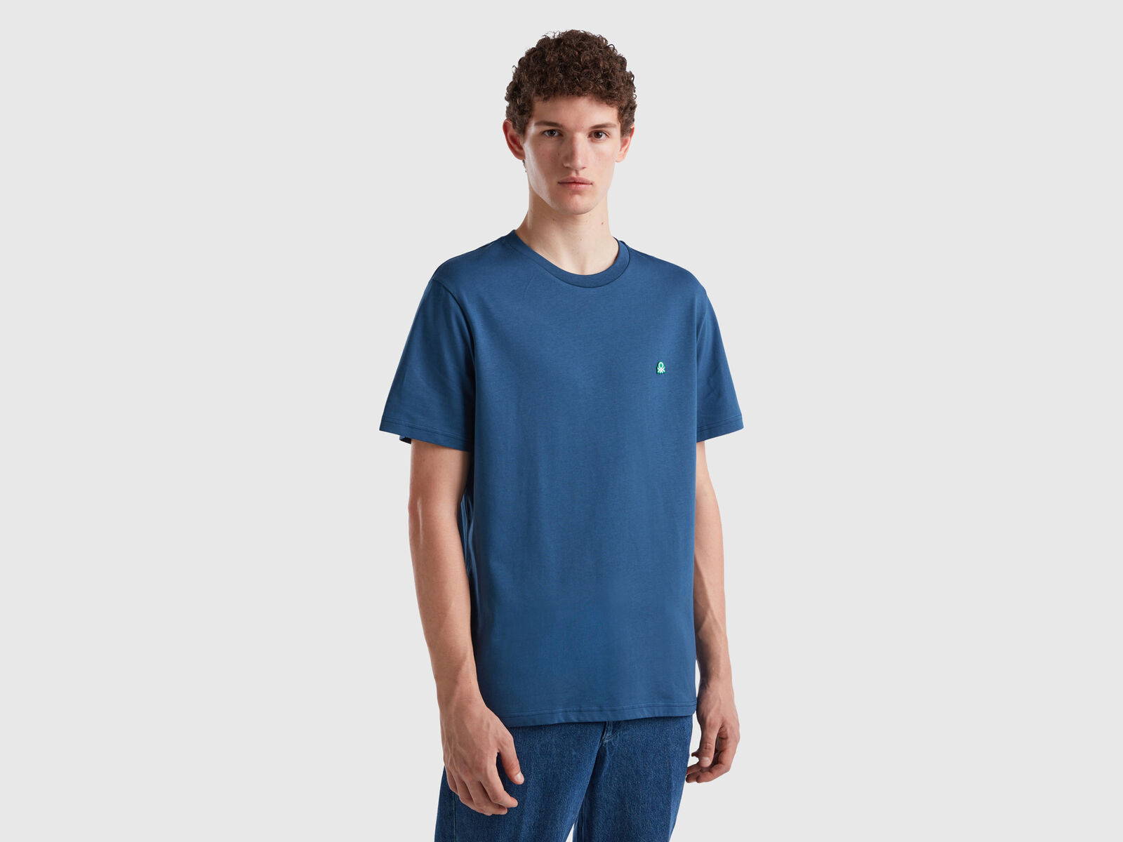 100% organic cotton basic t-shirt - Force Benetton | Air Blue