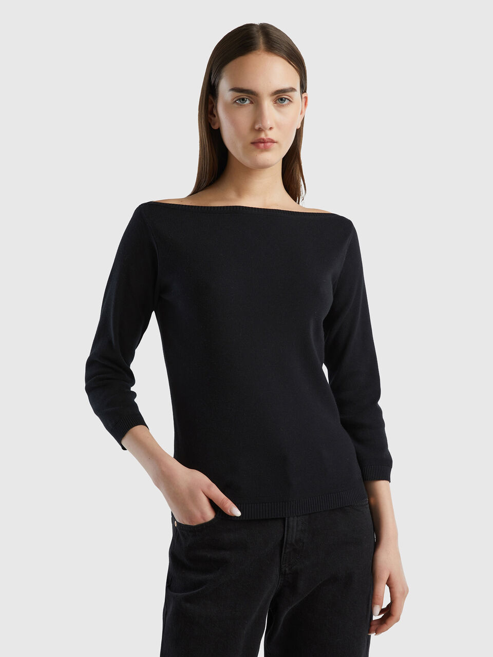 Boat neck sweater - Black