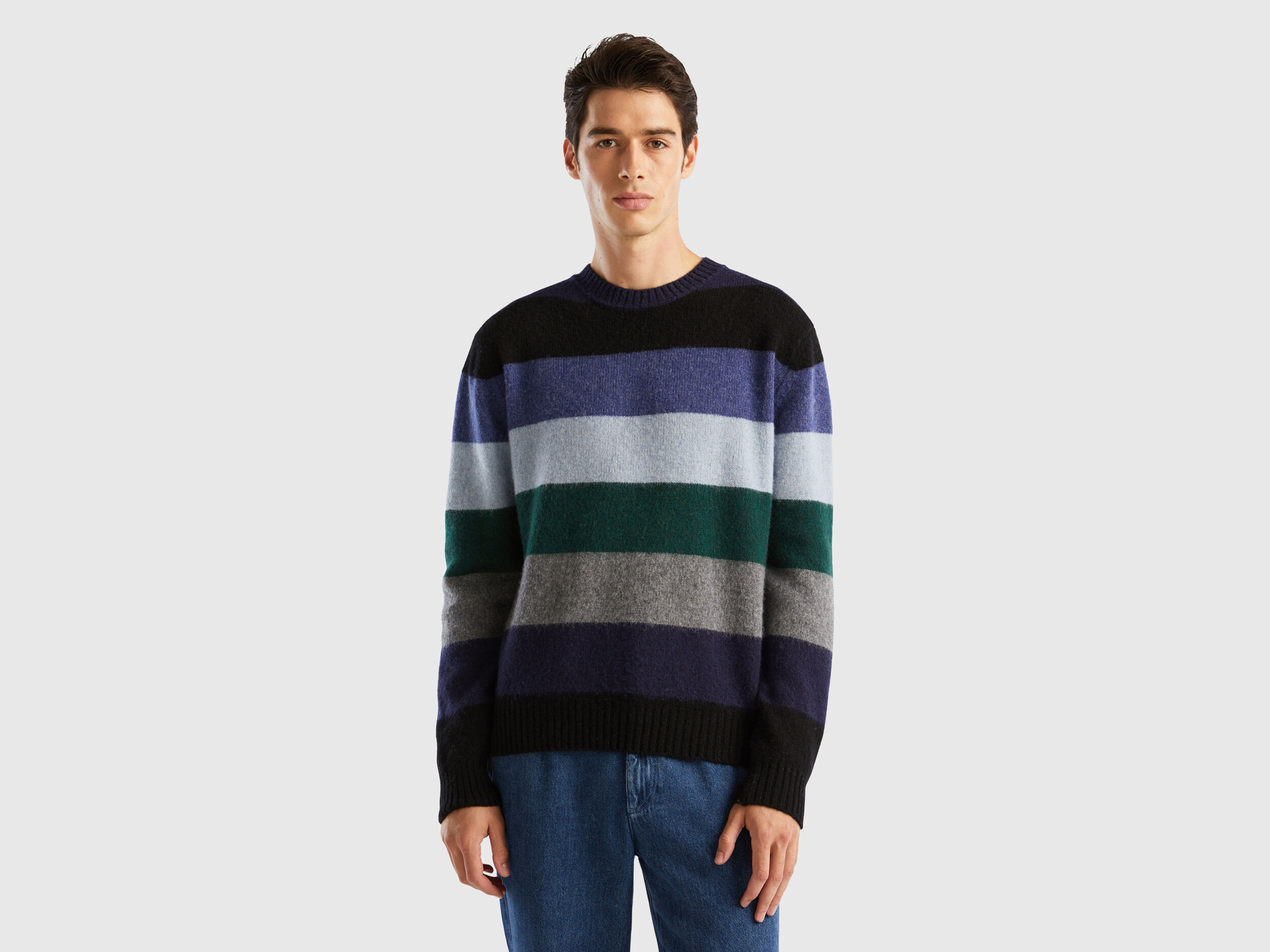 Striped crew neck sweater mens cheap