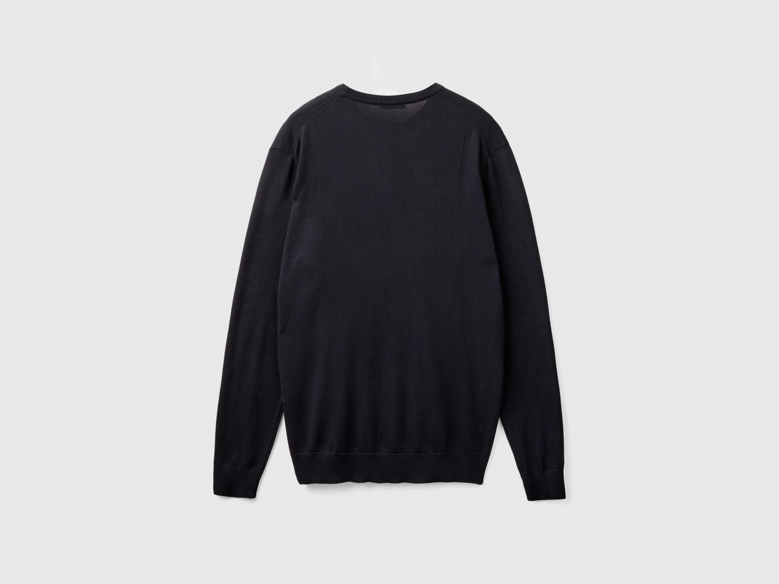 Crew neck sweater in 100 cotton Black Benetton