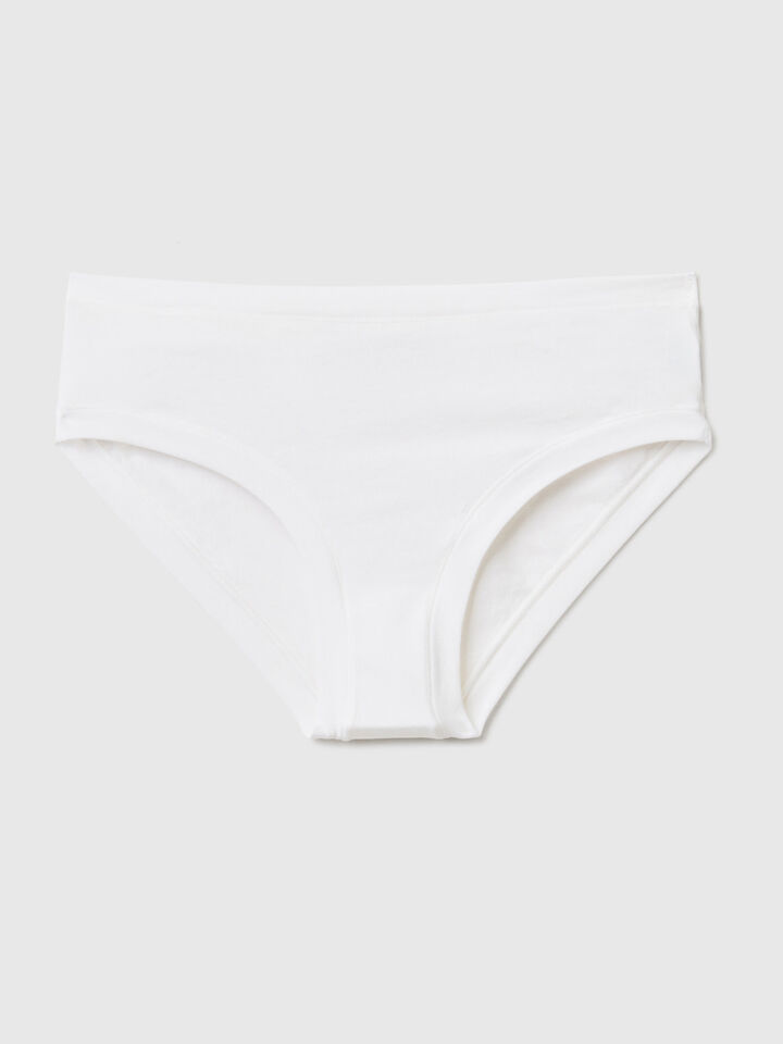 High-rise underwear in super stretch organic cotton - White | Benetton