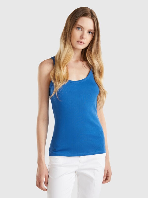 Air Force blue tank top in pure cotton Women