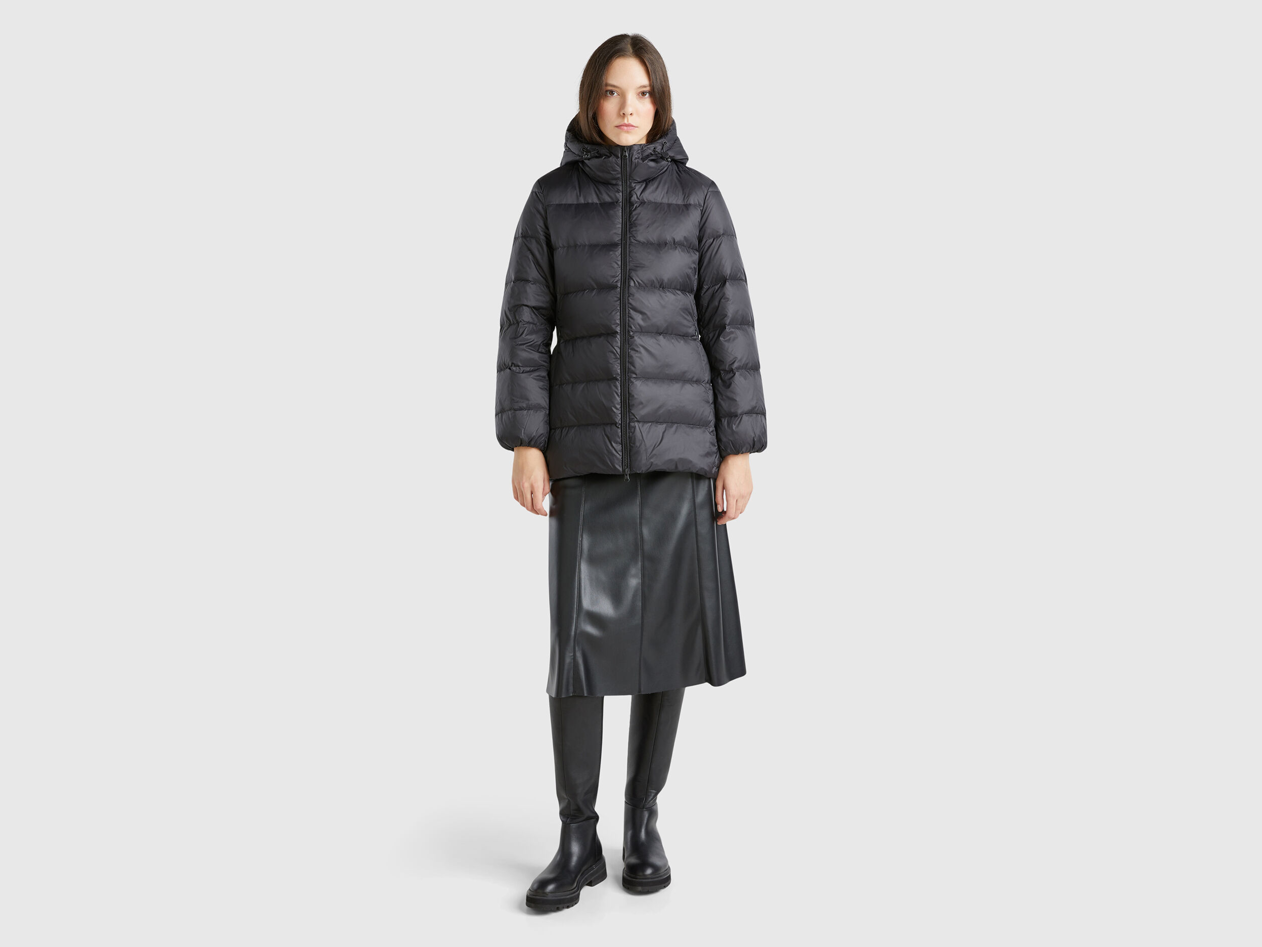 Benetton longline duvet jacket with hood discount