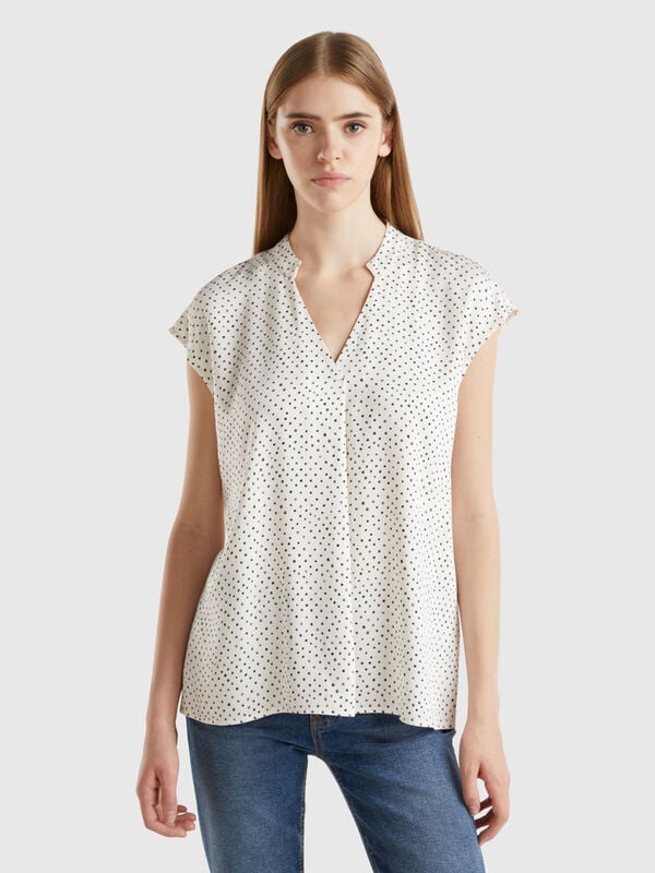 Blusa de lunares de viscosa sostenible Mujer