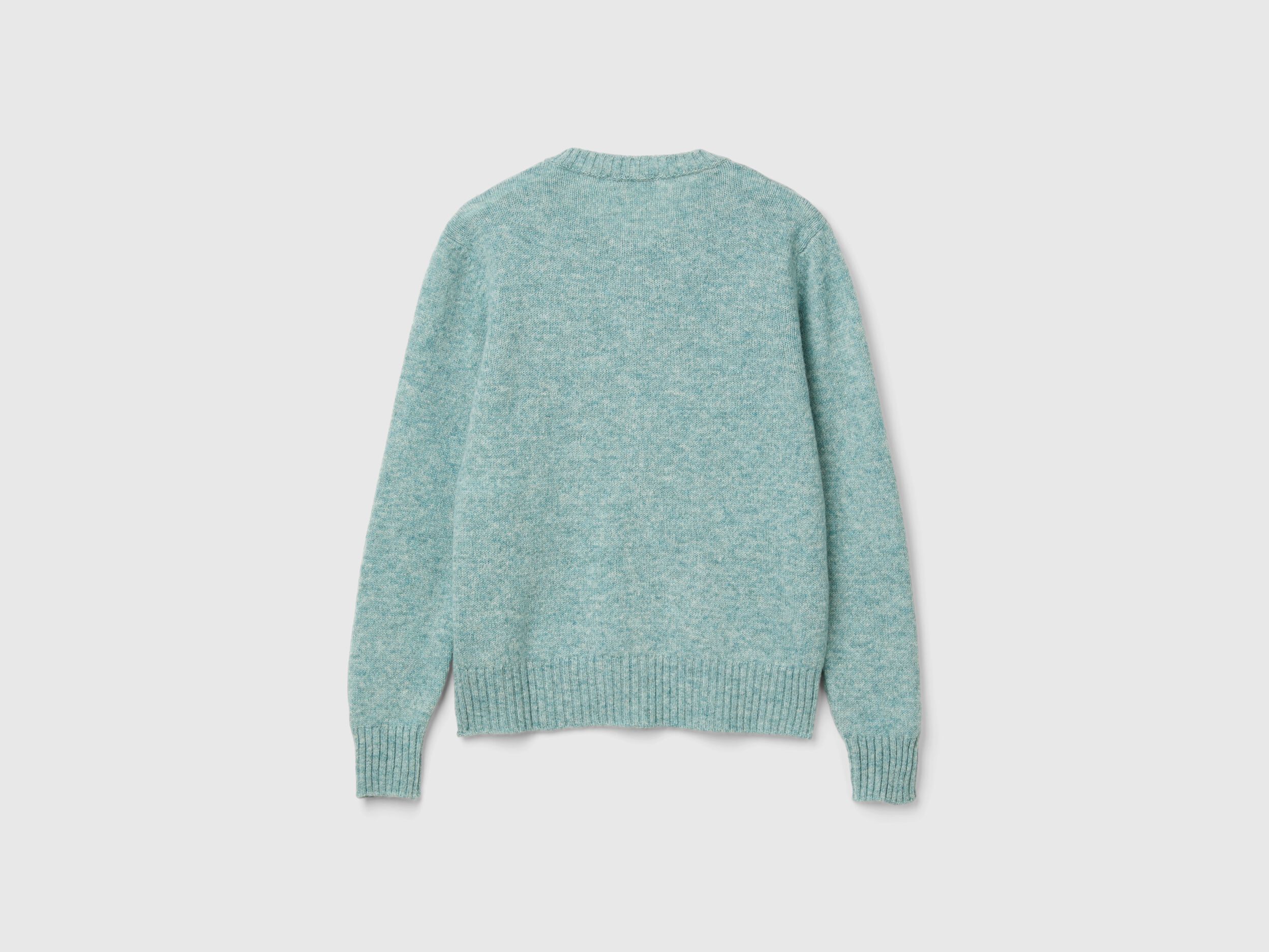 Cardigan in pure Shetland wool - Aqua | Benetton