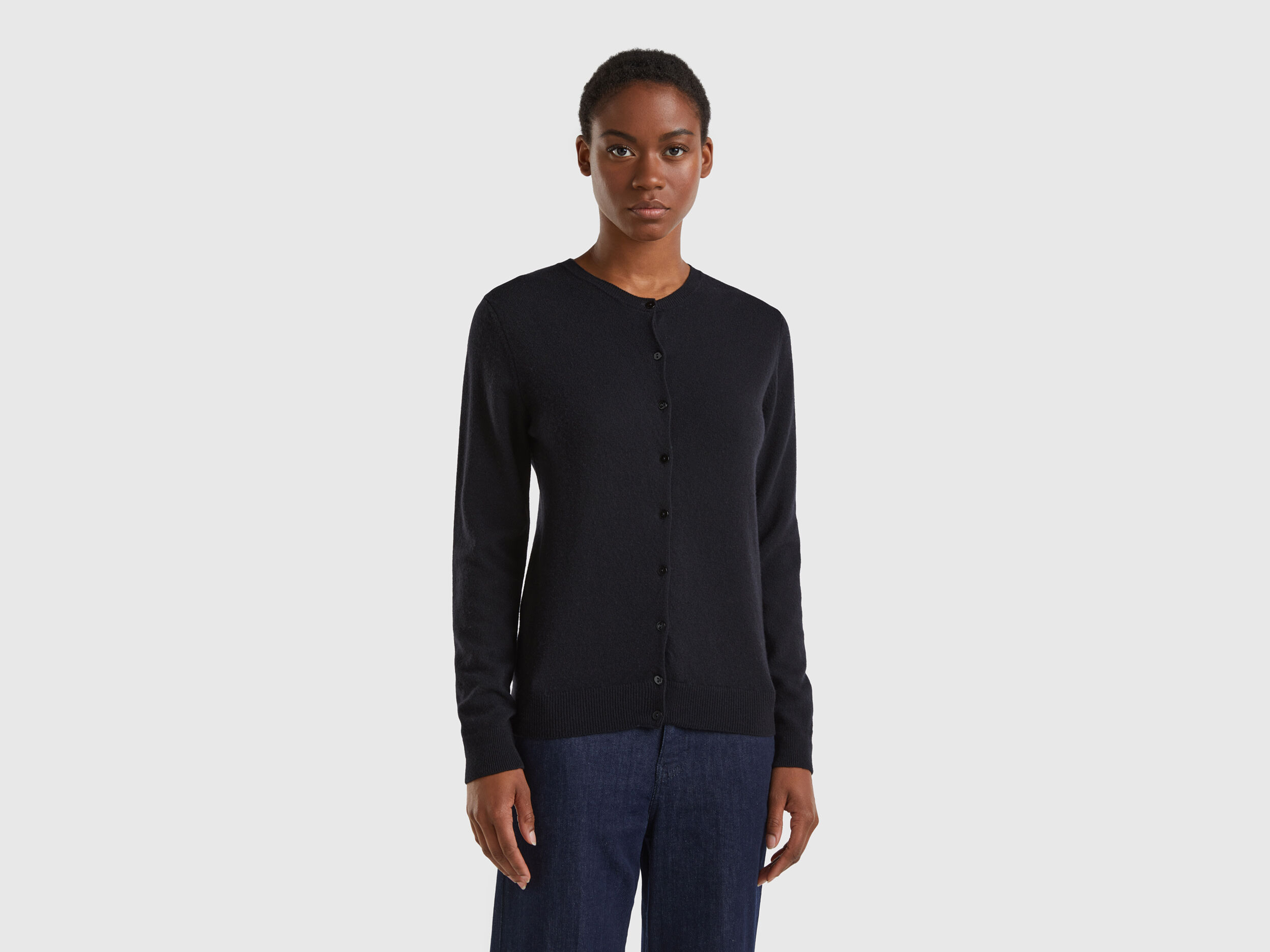 Wool top cardigan black