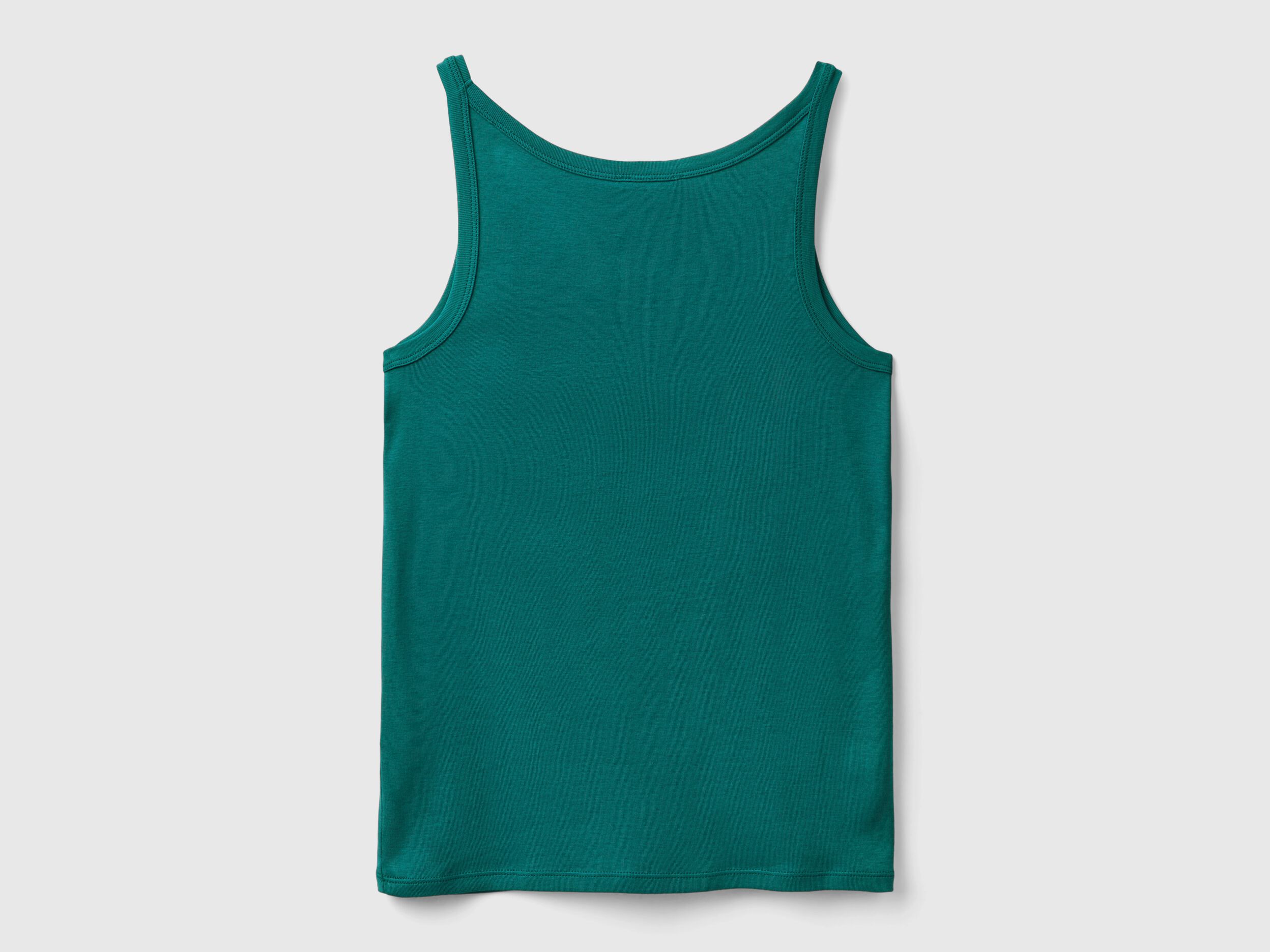 Forest green tank top in pure cotton - Dark Green | Benetton