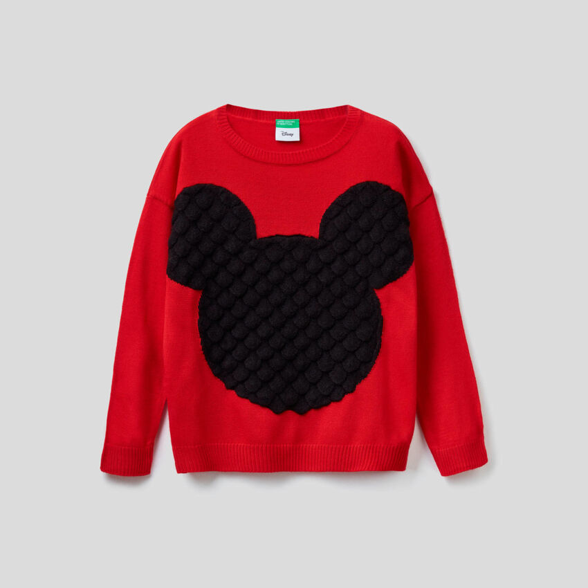 Sweater with Mickey Mouse embossed inlay