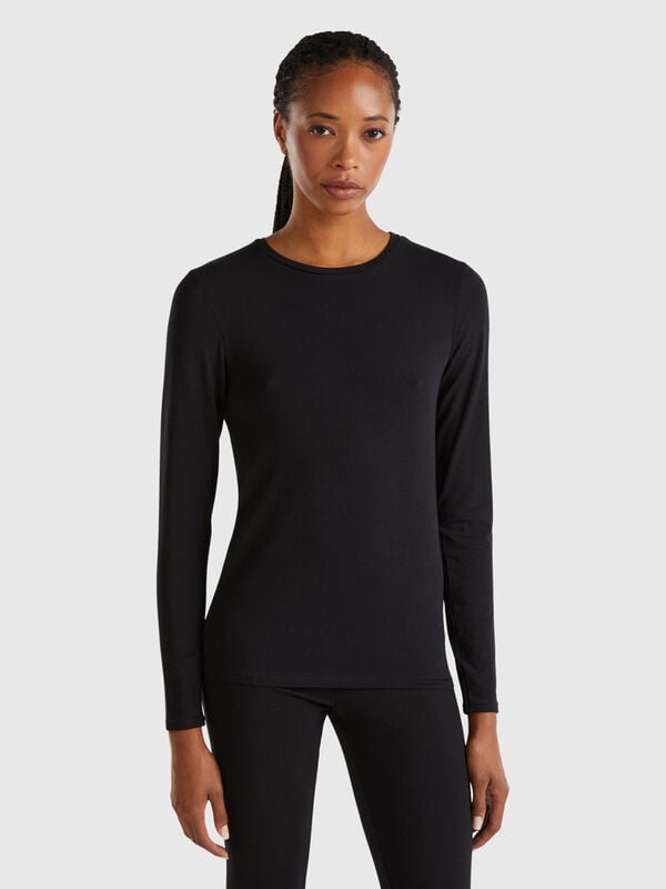 Long sleeve t-shirt in super stretch organic cotton Women