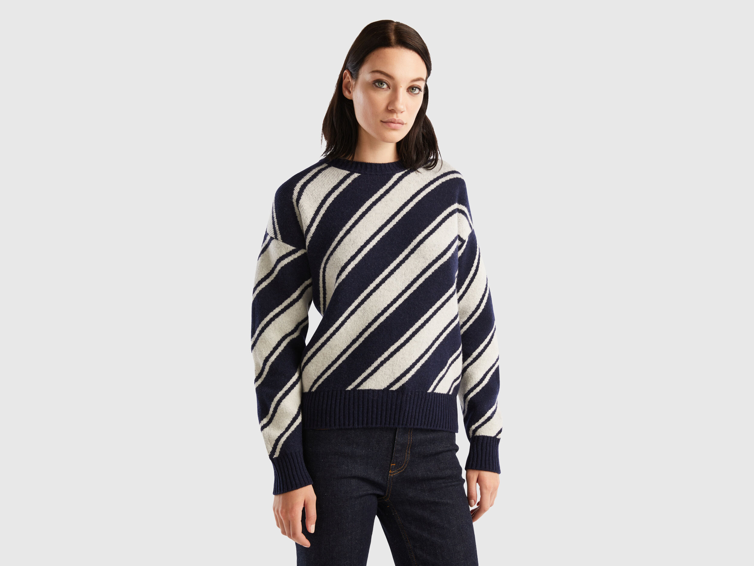 Benetton striped sweatshirt best sale