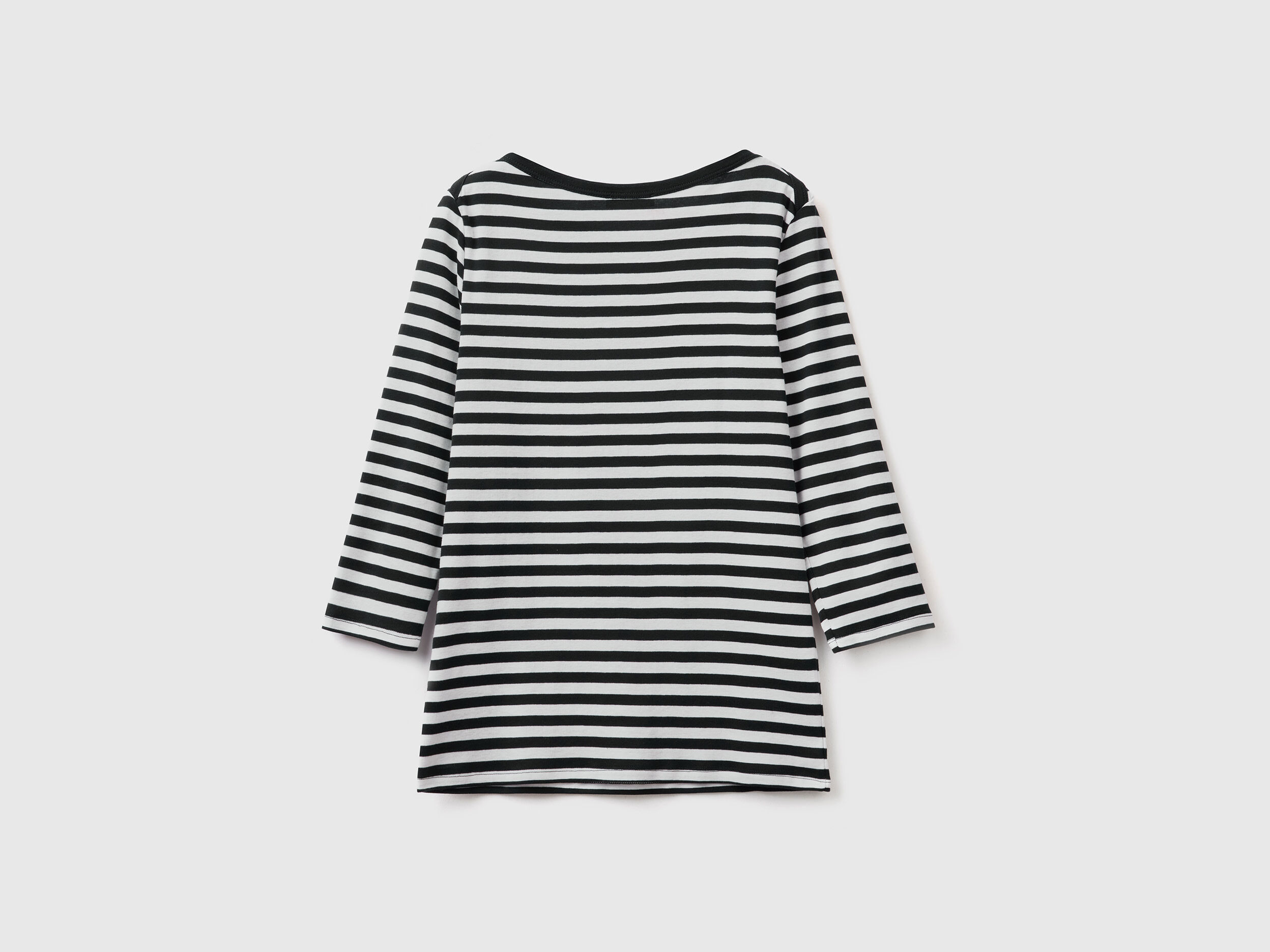 Striped 3/4 sleeve t-shirt in pure cotton