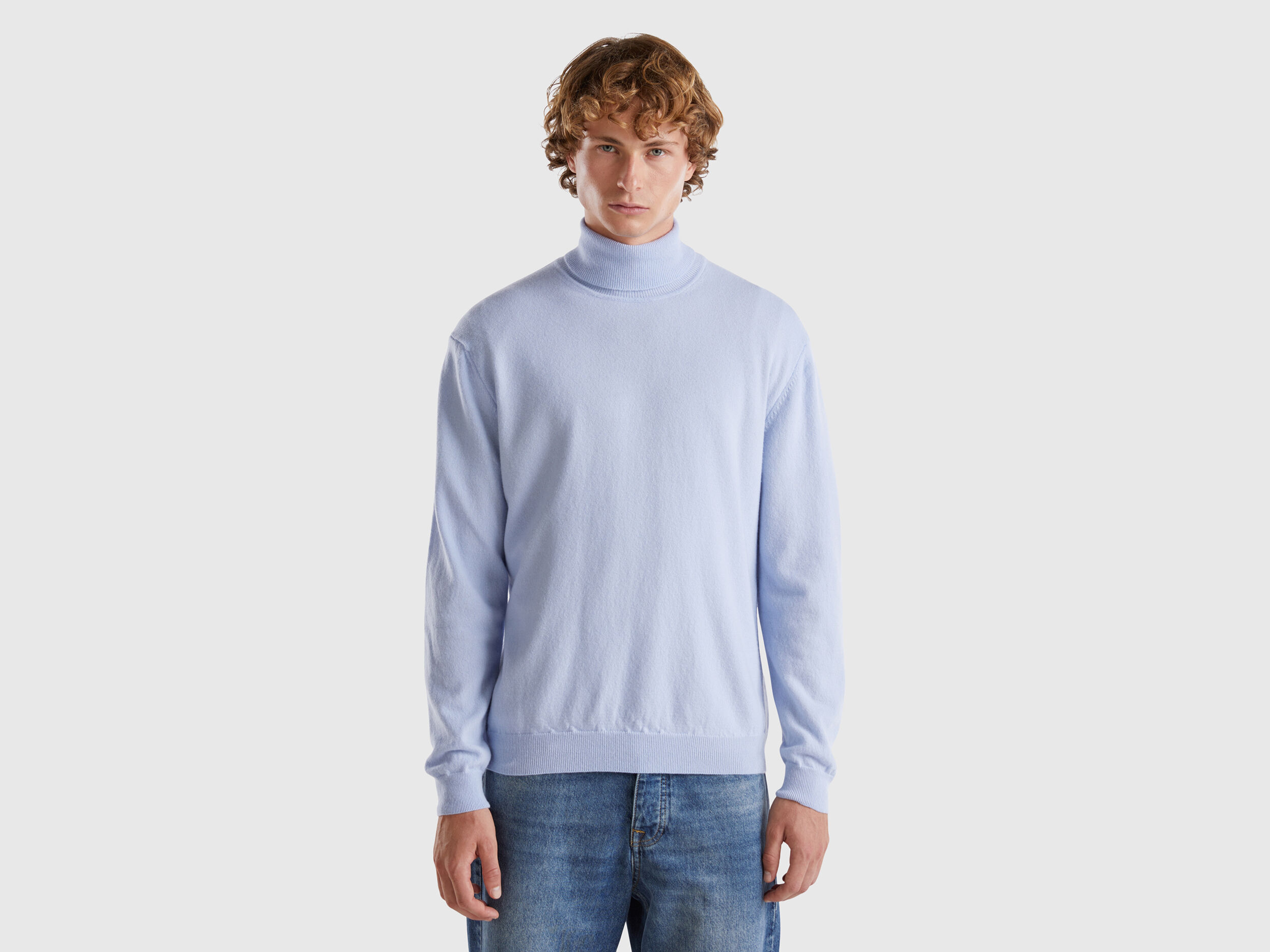 Pale blue turtleneck sweater hot sale