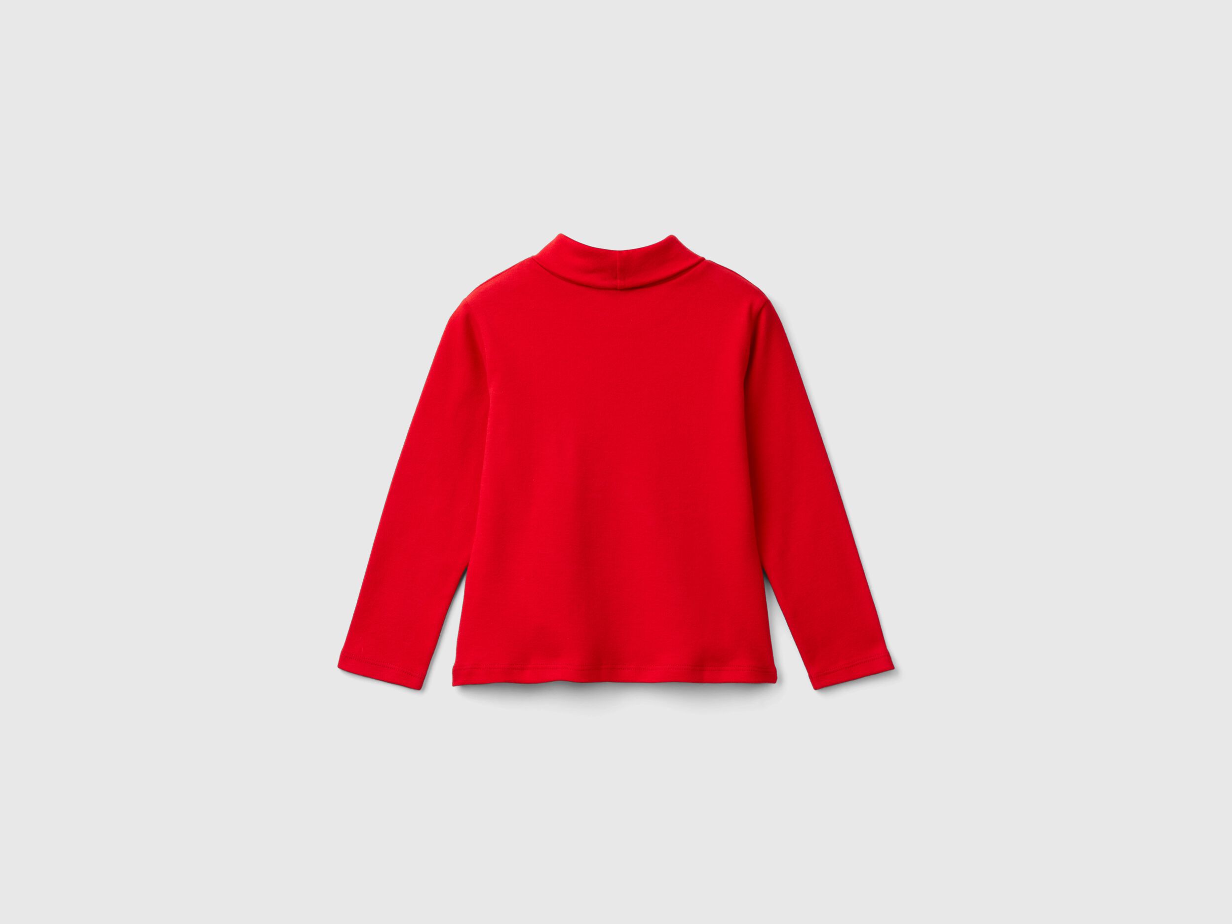 Turtleneck t-shirt in warm organic cotton - Red | Benetton