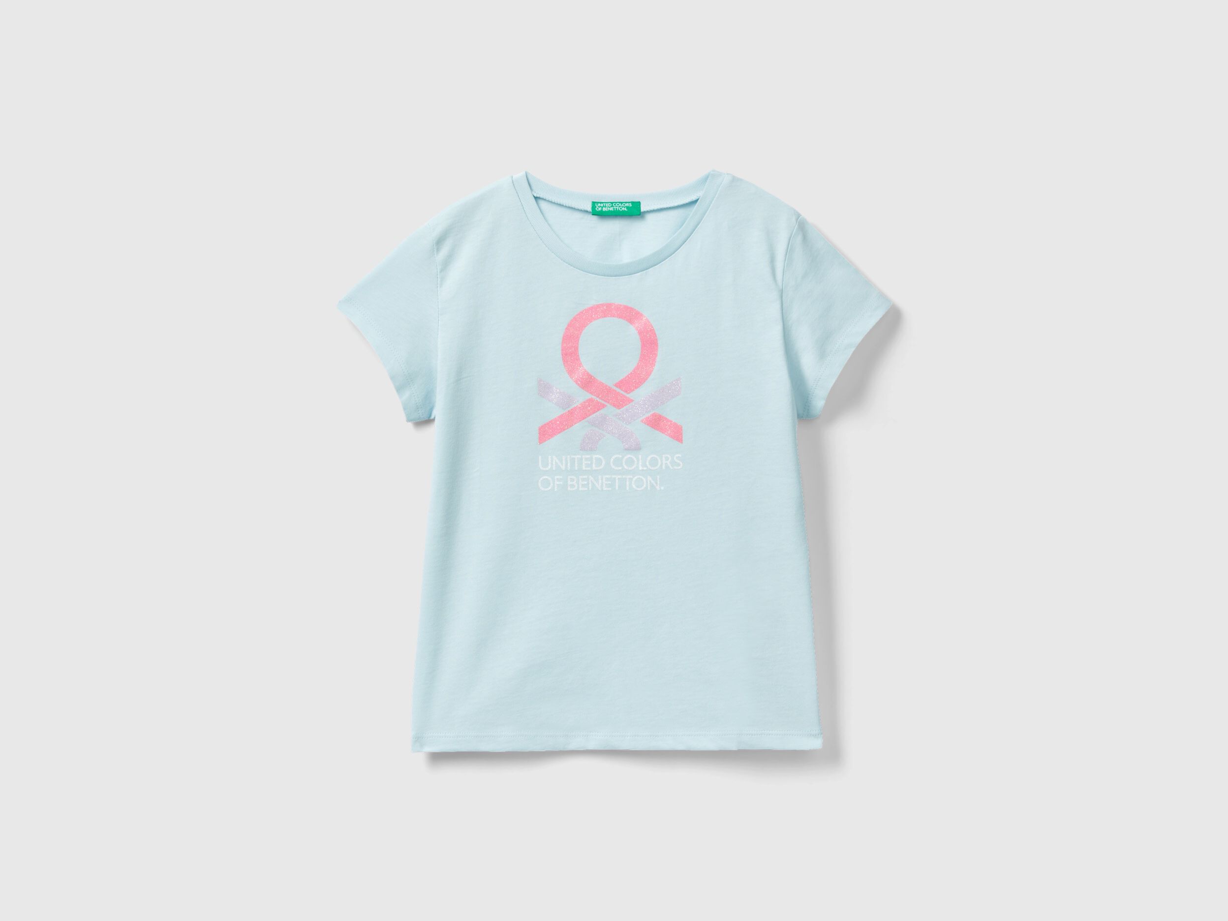 T shirt with glittery logo in organic cotton