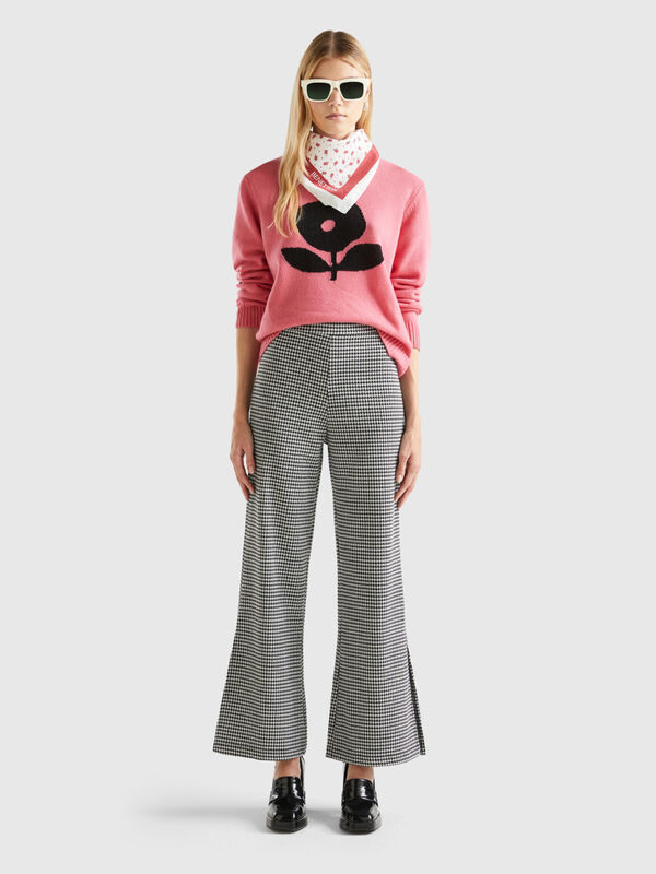 Flared jacquard trousers