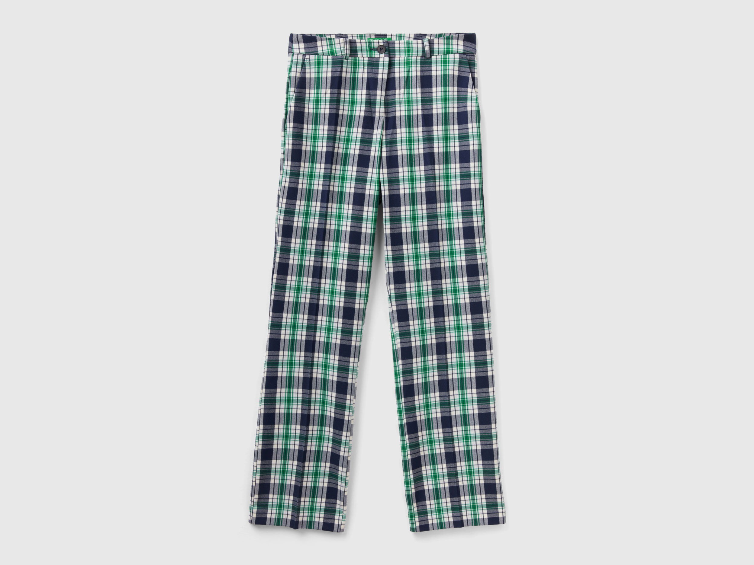 Blue tartan trousers best sale womens