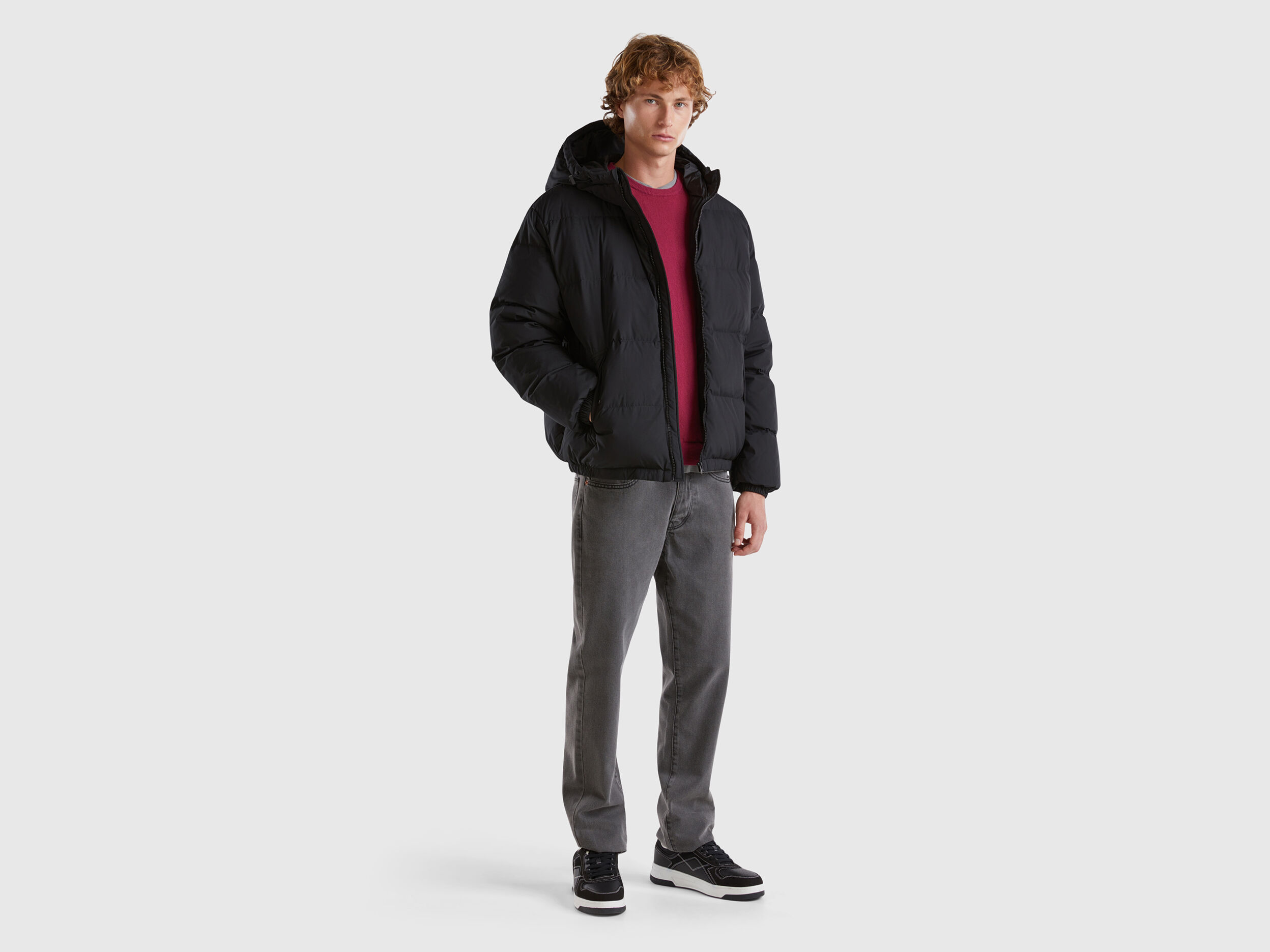 Plumifero relleno con autentica pluma reciclada Negro Benetton