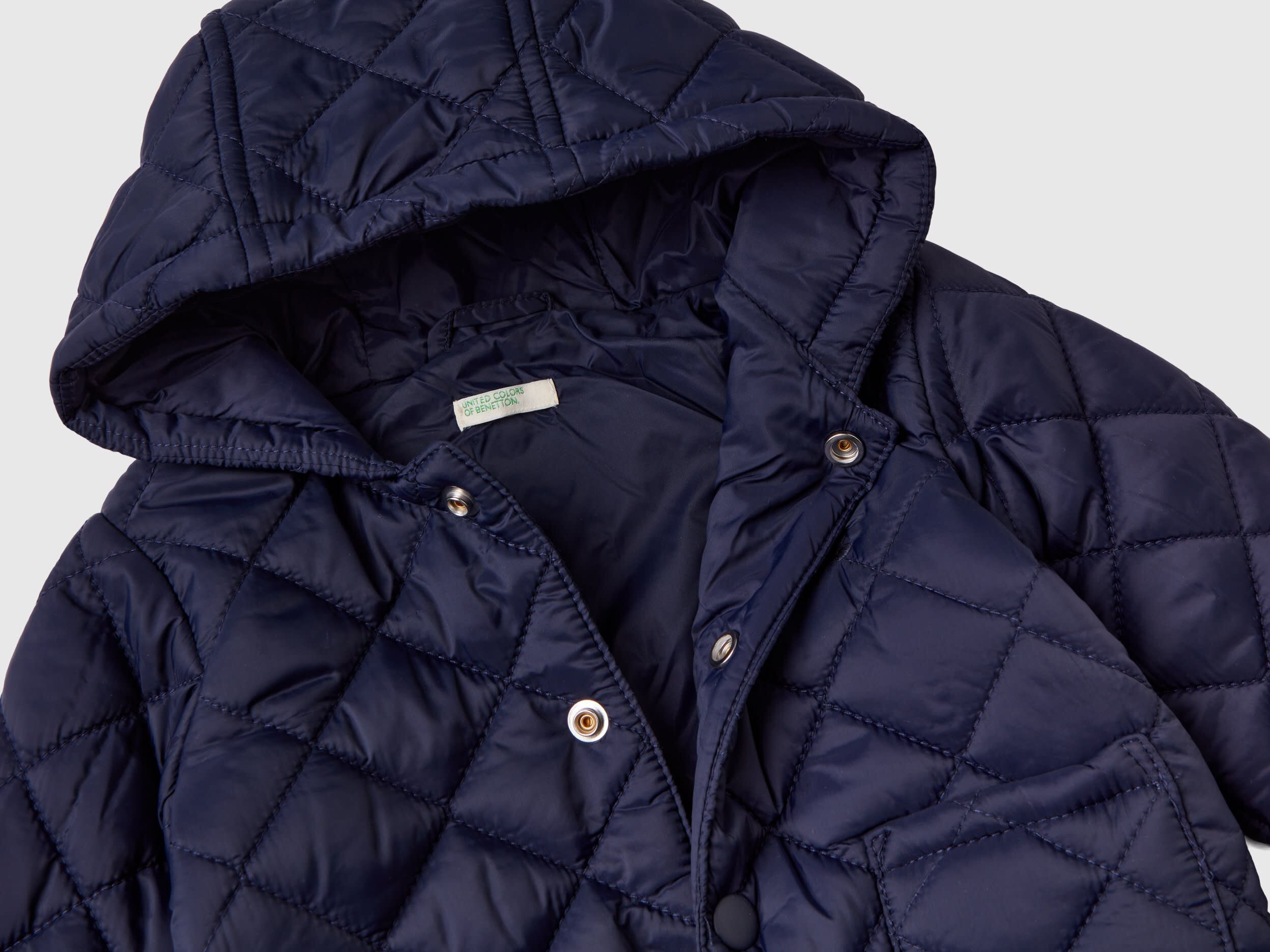 Quilted jacket with hood Dark Blue Benetton