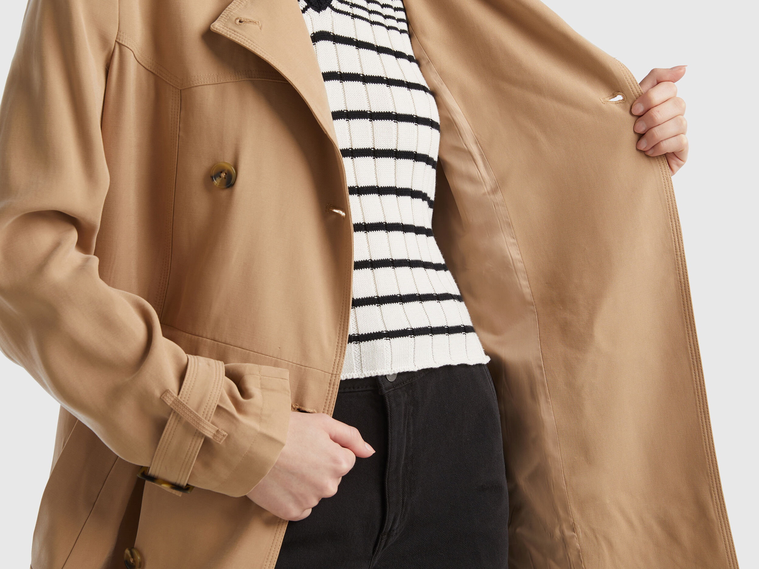 Benetton camel coat best sale