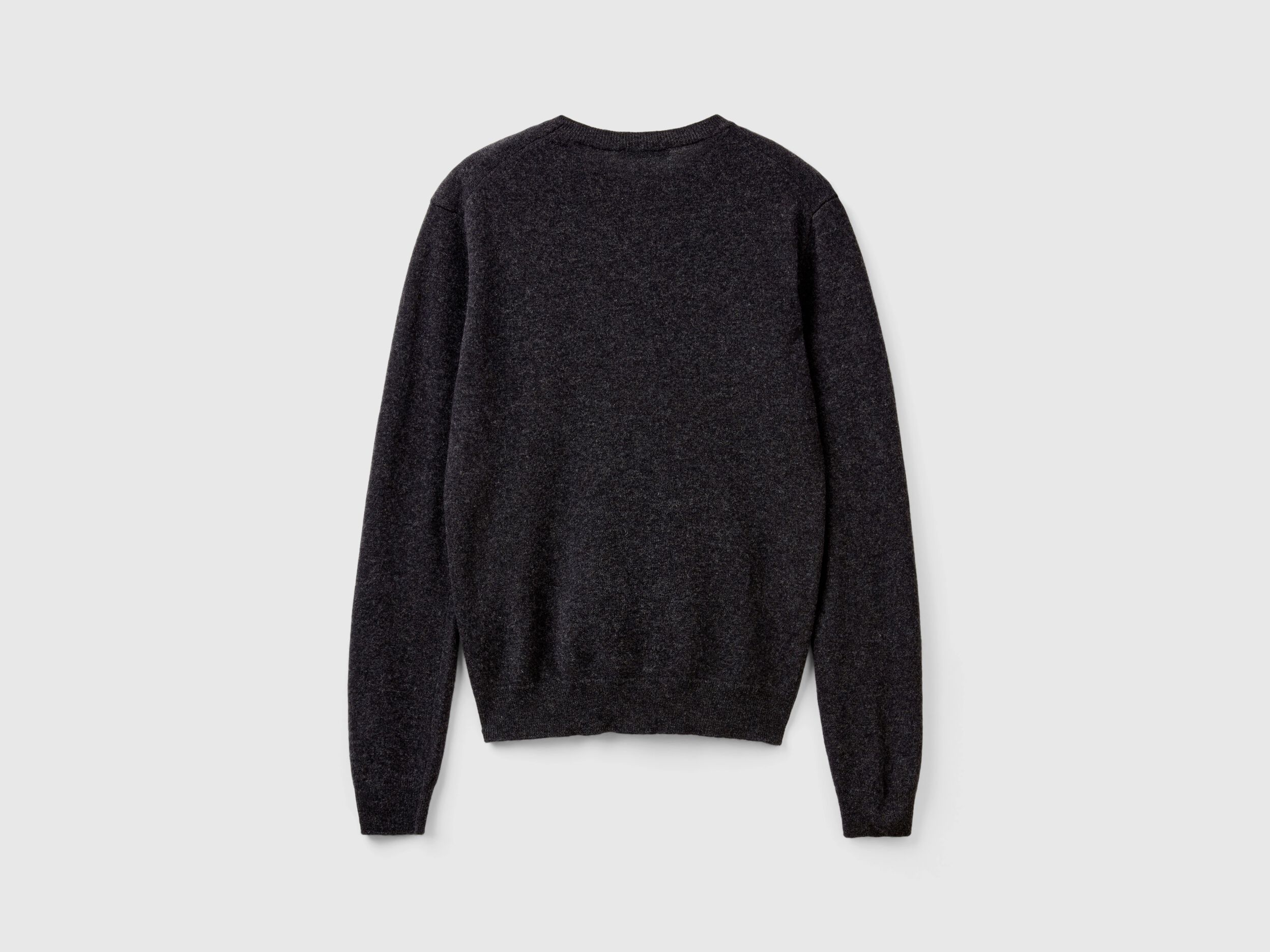 Charcoal gray crew neck sweater in pure Merino wool