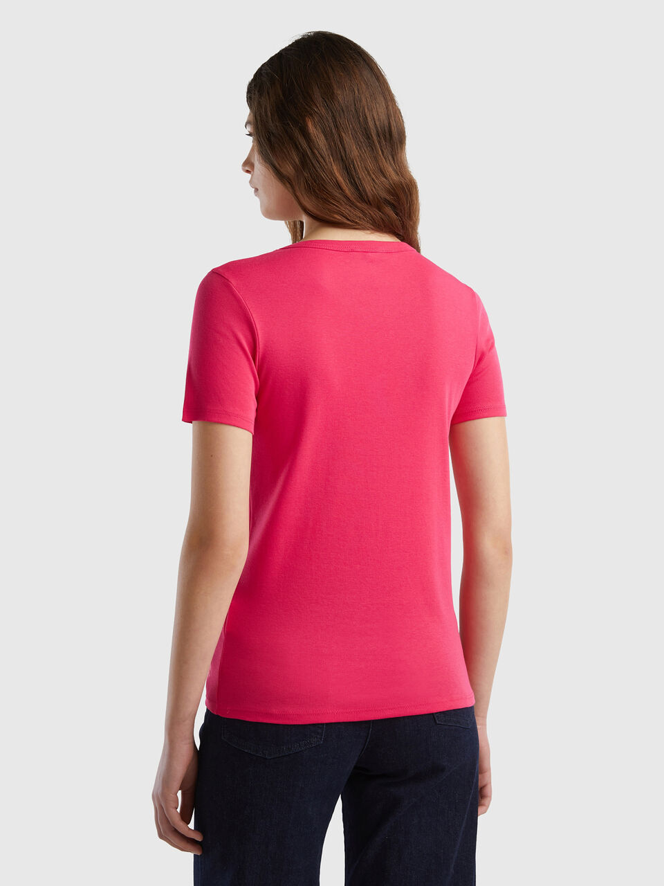 Long fiber cotton t-shirt - Fuchsia | Benetton