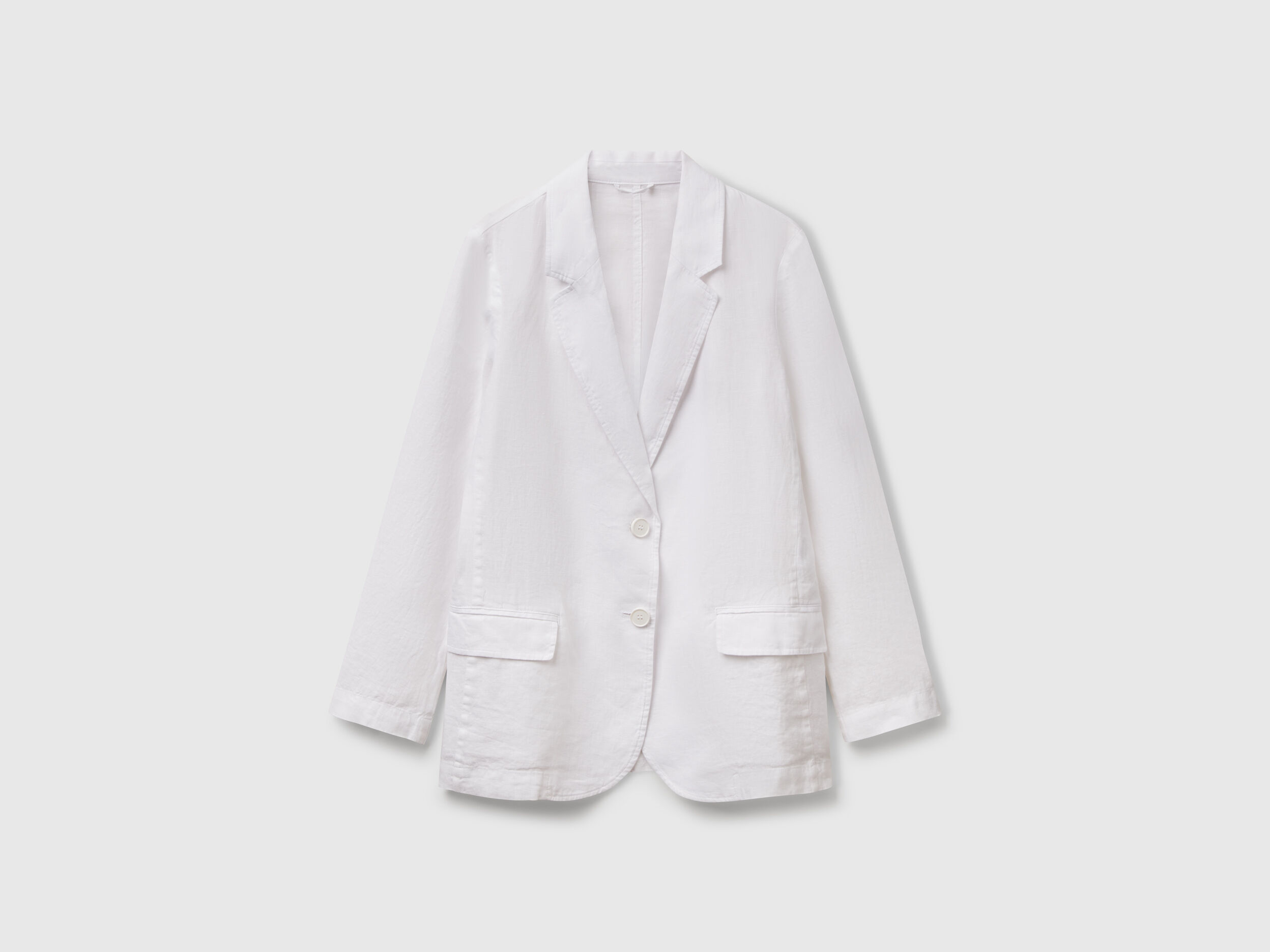 Blazer in pure linen - White | Benetton