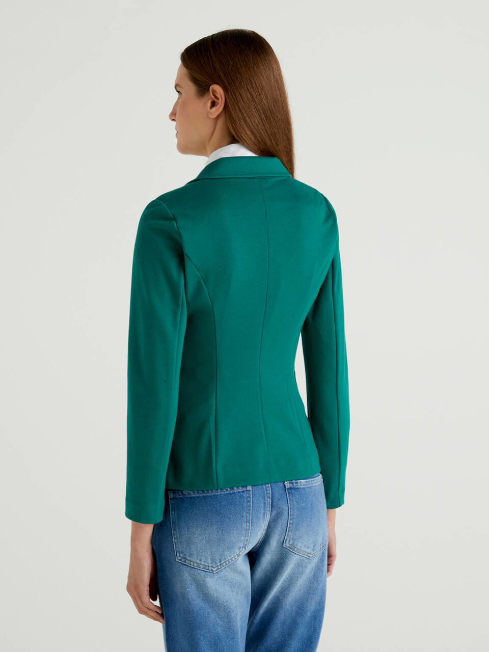 Dark green blazer in stretch cotton blend