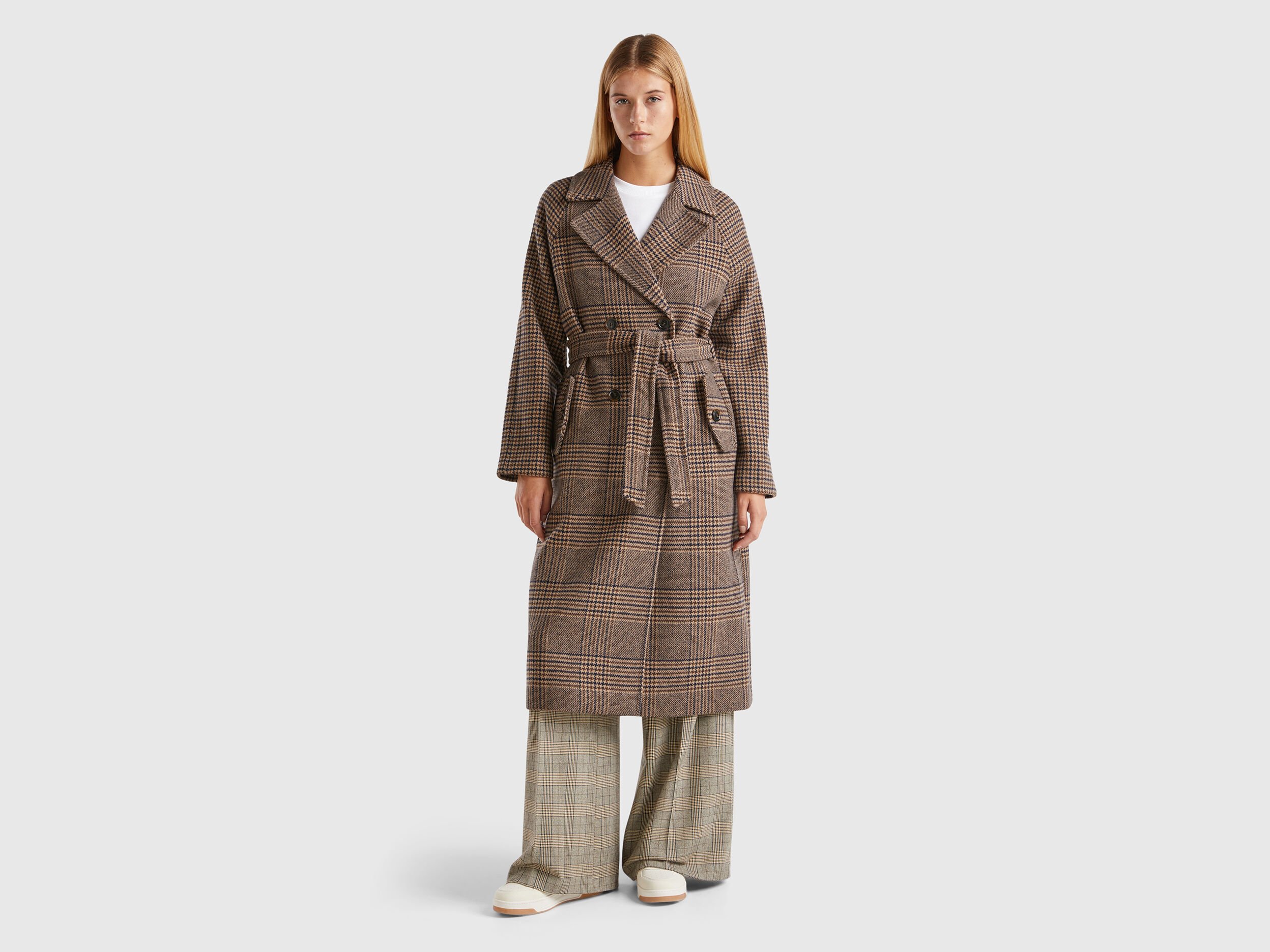 Plaid long coat womens hot sale