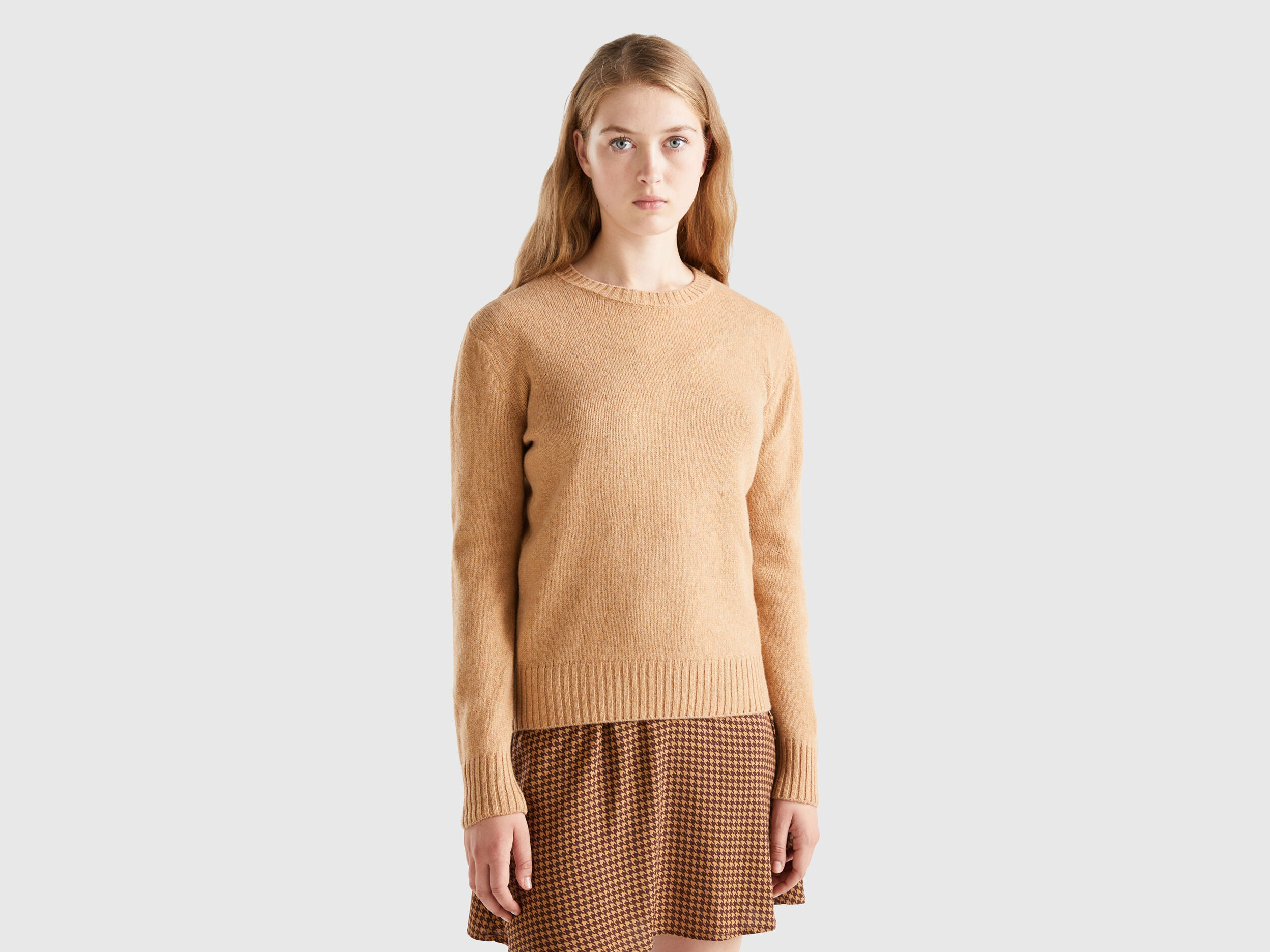 Sweater in pure Shetland wool Camel Benetton