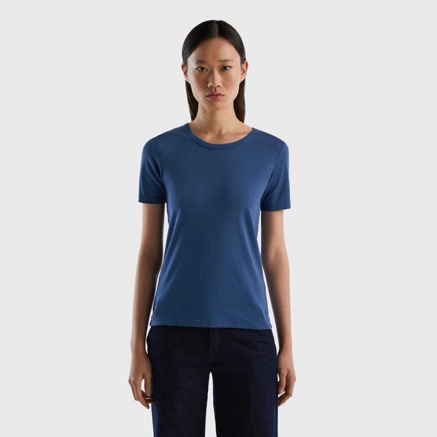 Long fiber cotton t-shirt - Air Force Blue | Benetton