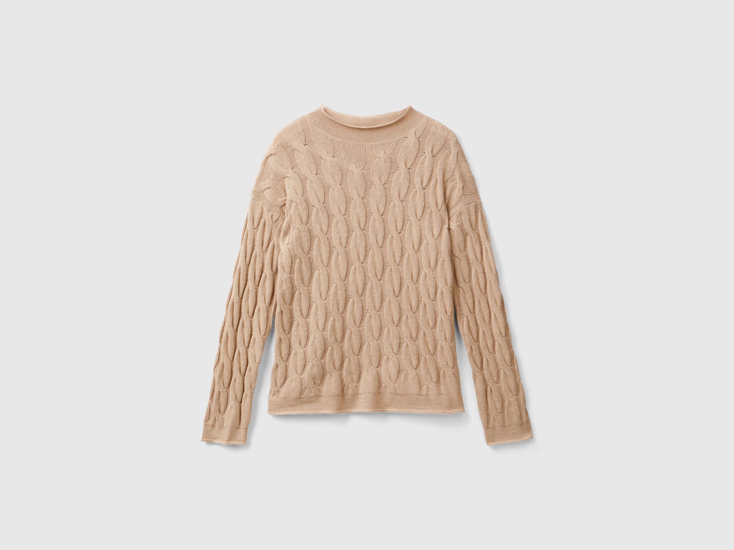Tan cable knit sweater on sale