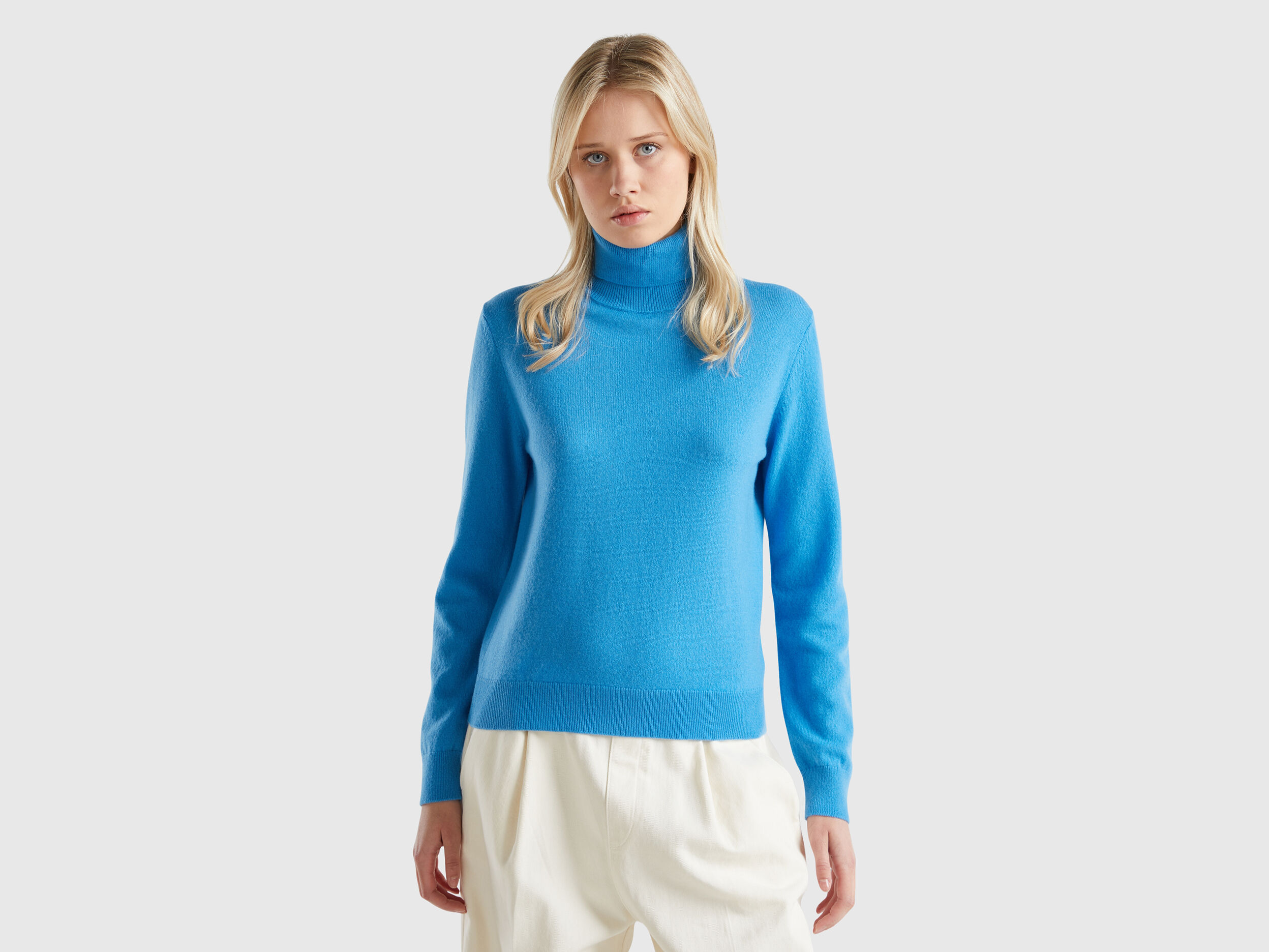 Pale blue turtleneck top
