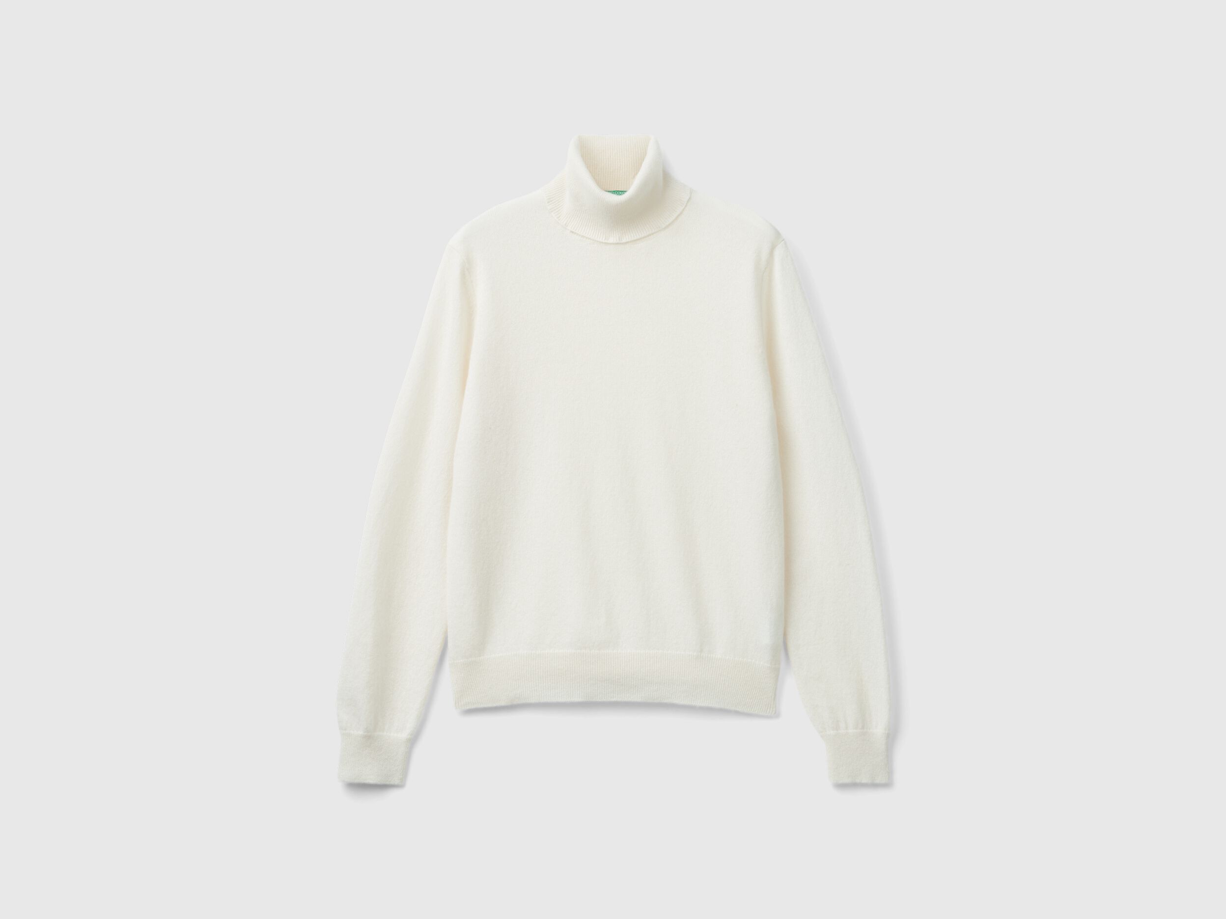 Cream white turtleneck in pure cashmere