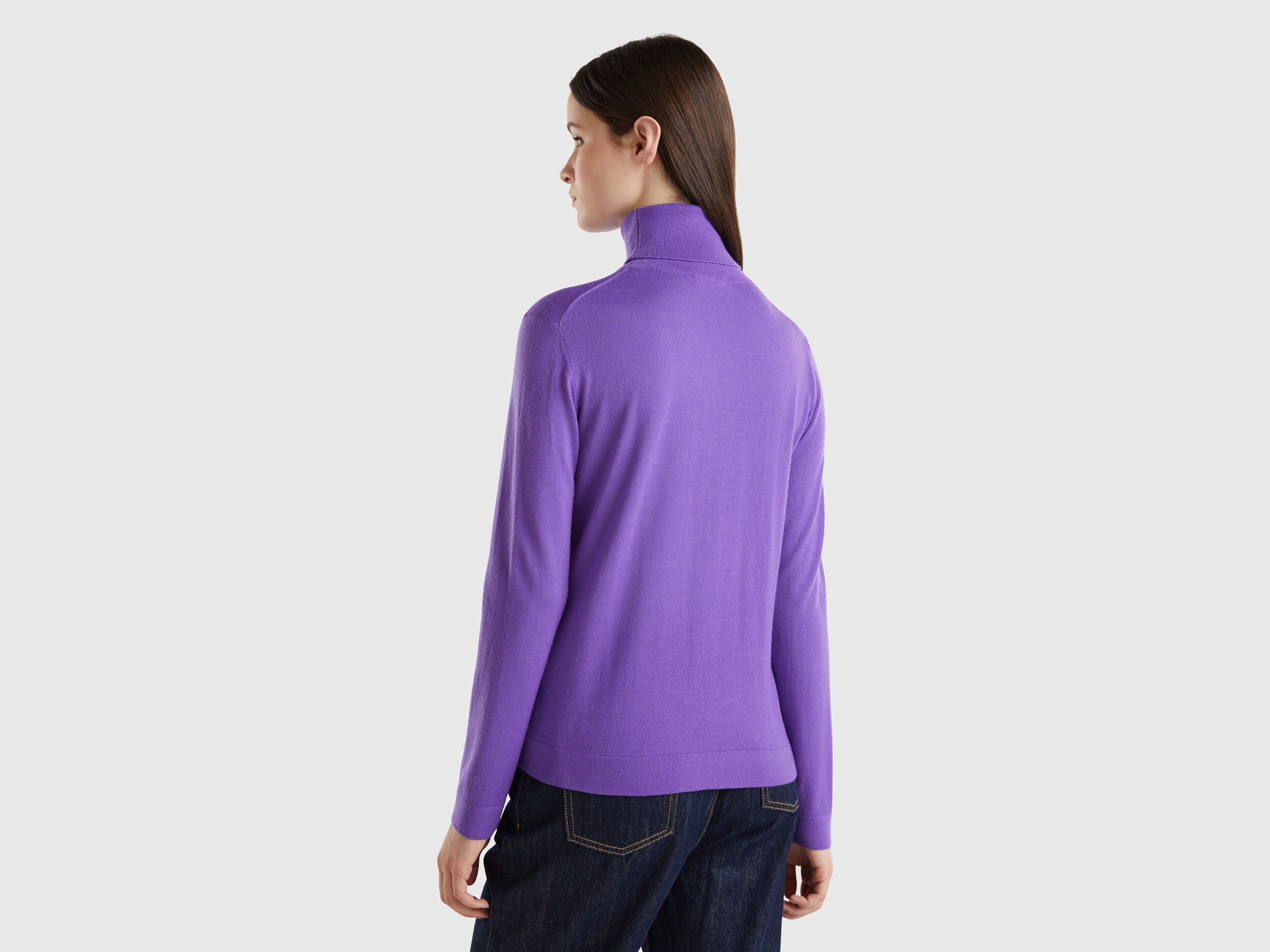 Turtleneck in pure Merino wool Purple Benetton