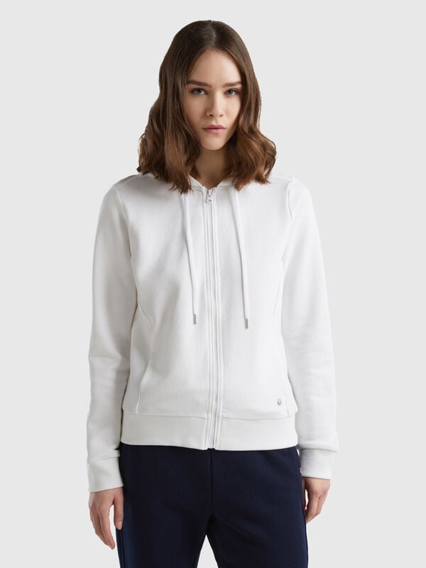 100% cotton sweatshirt with zip and hood Women