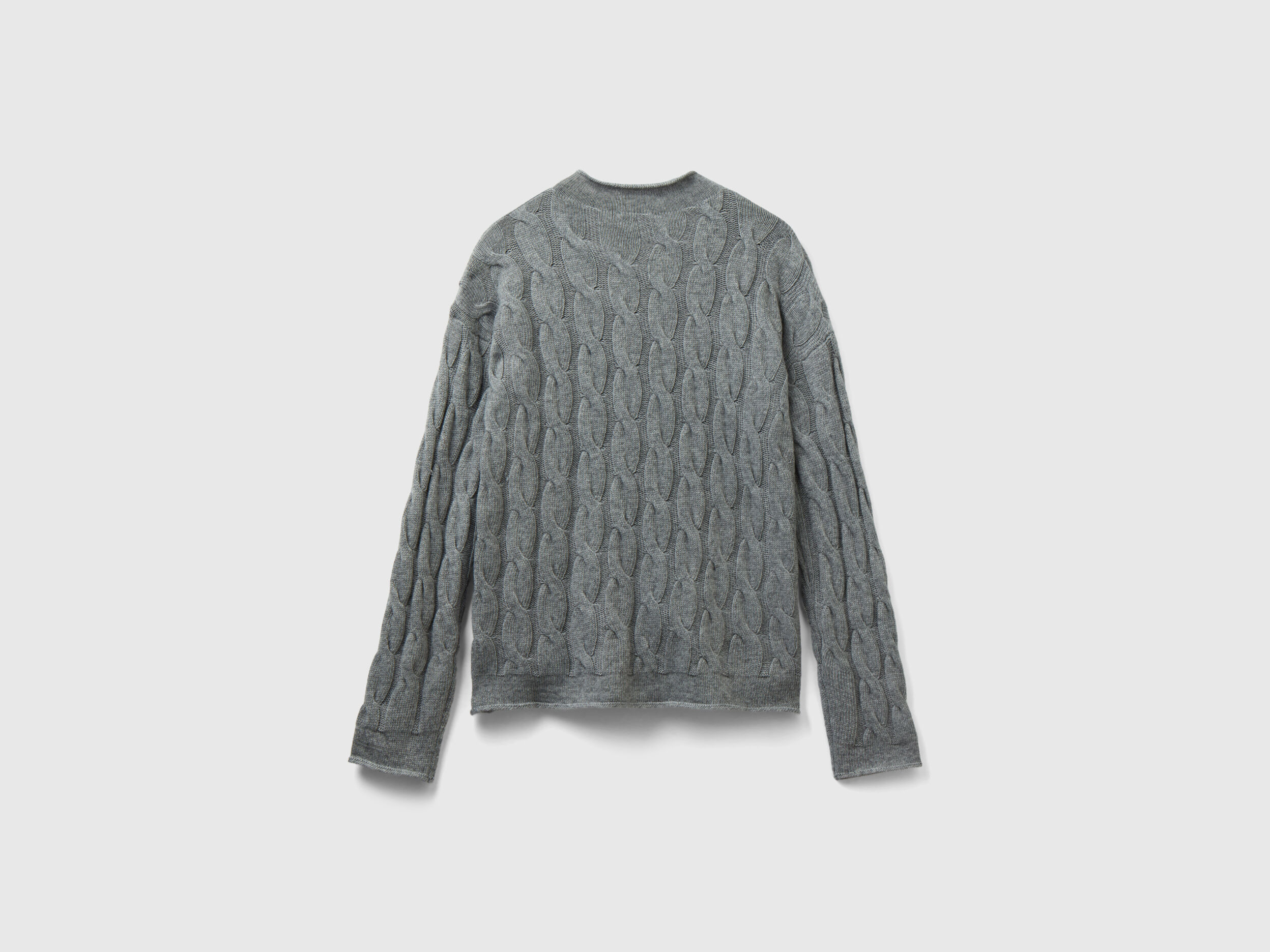 Cable knit sweater Light Gray Benetton