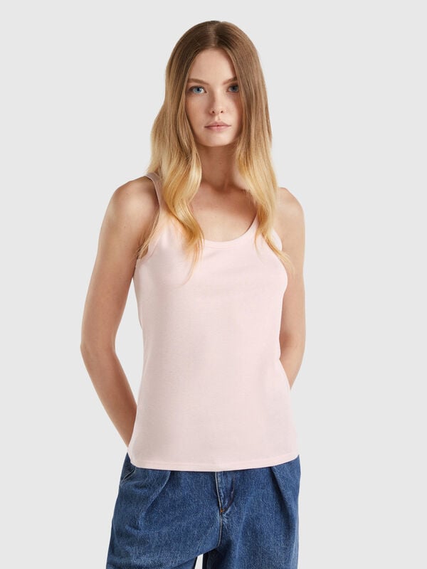 Camiseta de tirantes rosa pastel de 100 % algodón Mujer