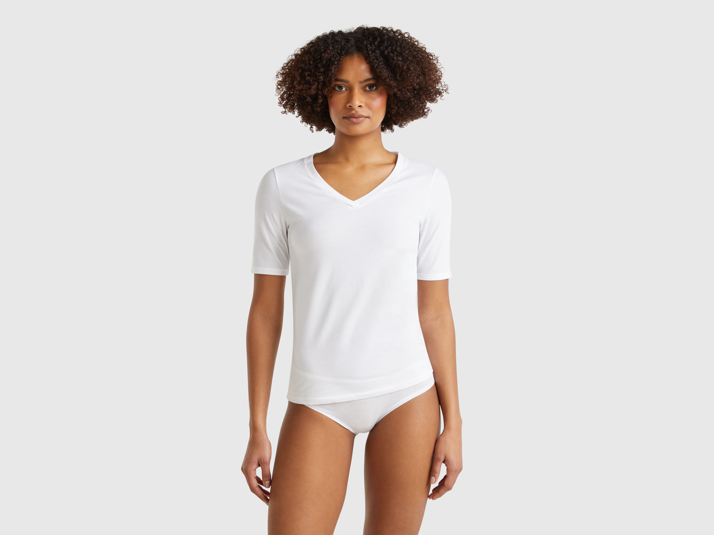 White bodysuit U-neck long sleeves in 100% organic cotton