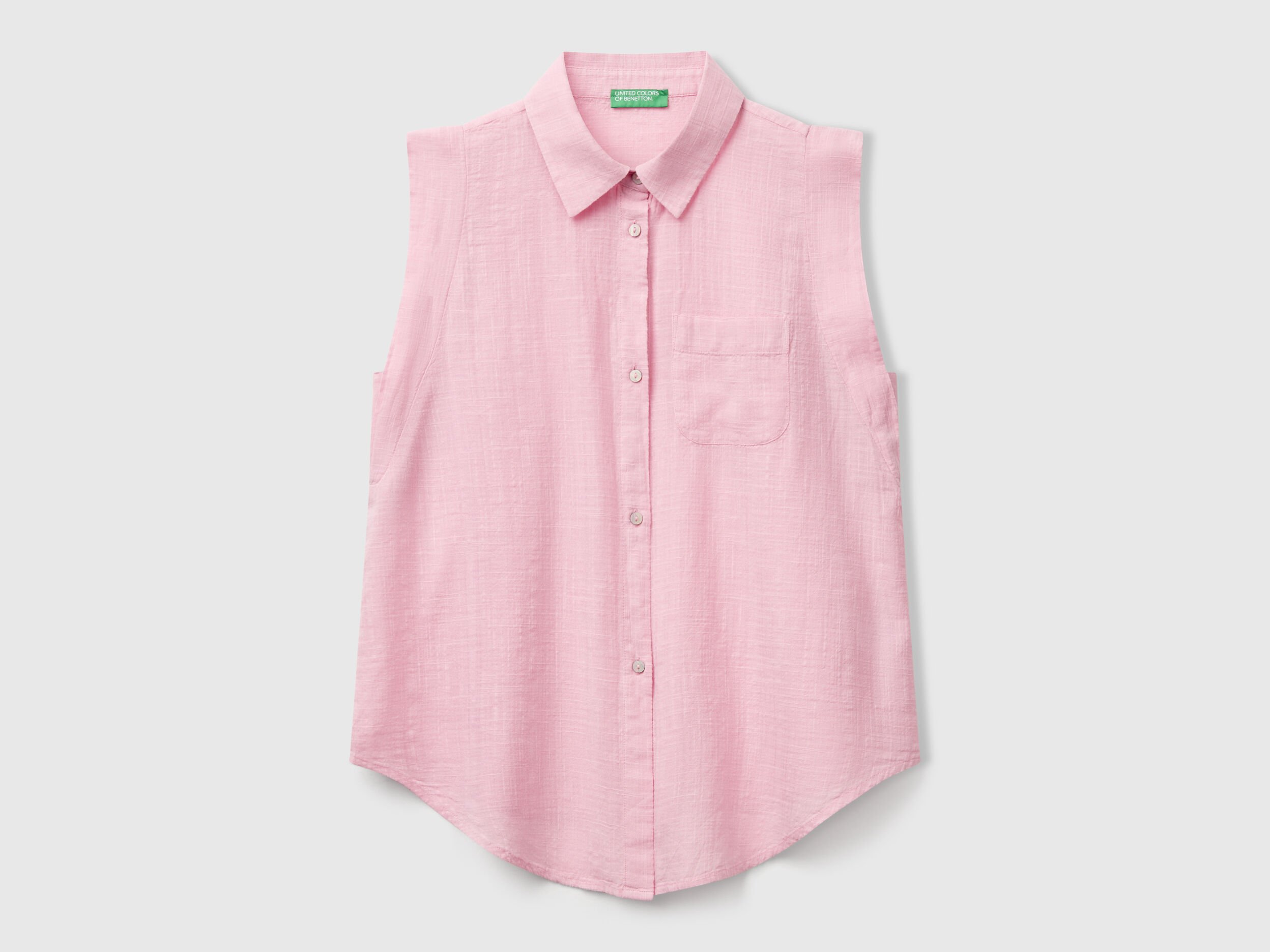 Sleeveless shirt with knot - Pastel Pink | Benetton