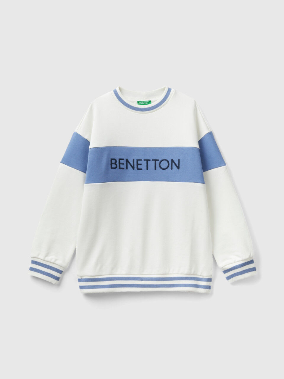 Benetton ecru 2025 crew neck sweatshirt
