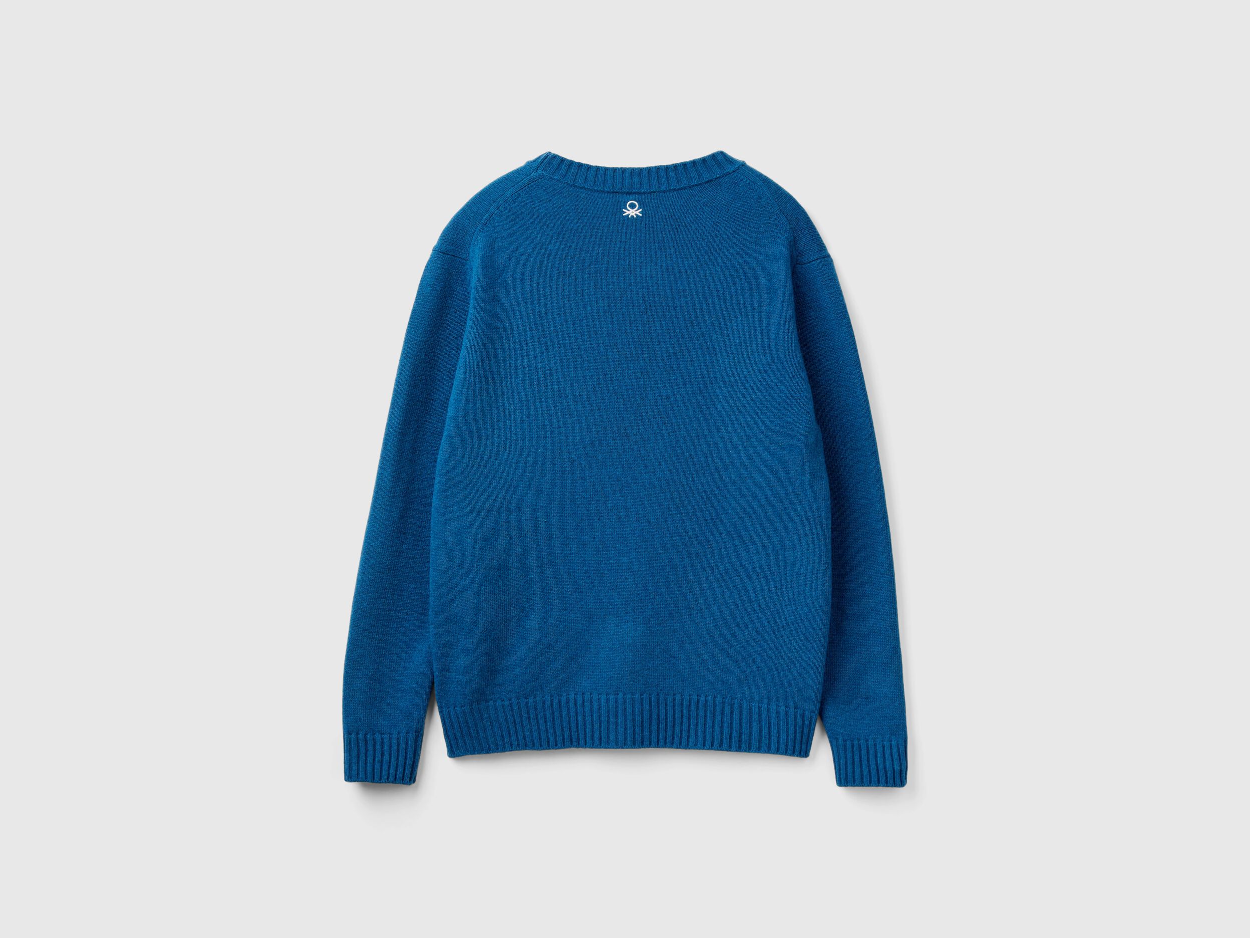 Sweater with ski graphic - Teal | Benetton