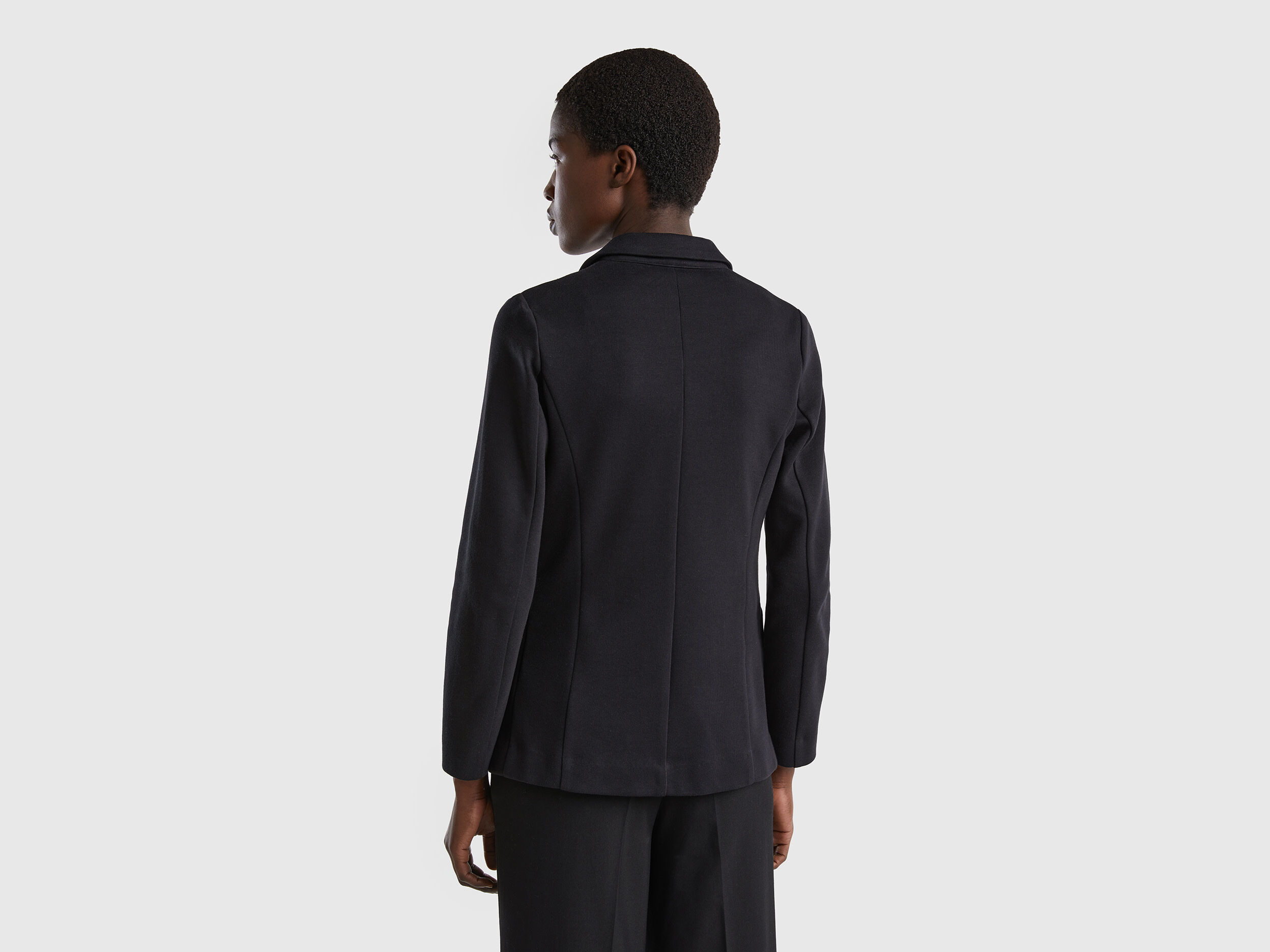 Fitted blazer with pockets Black Benetton