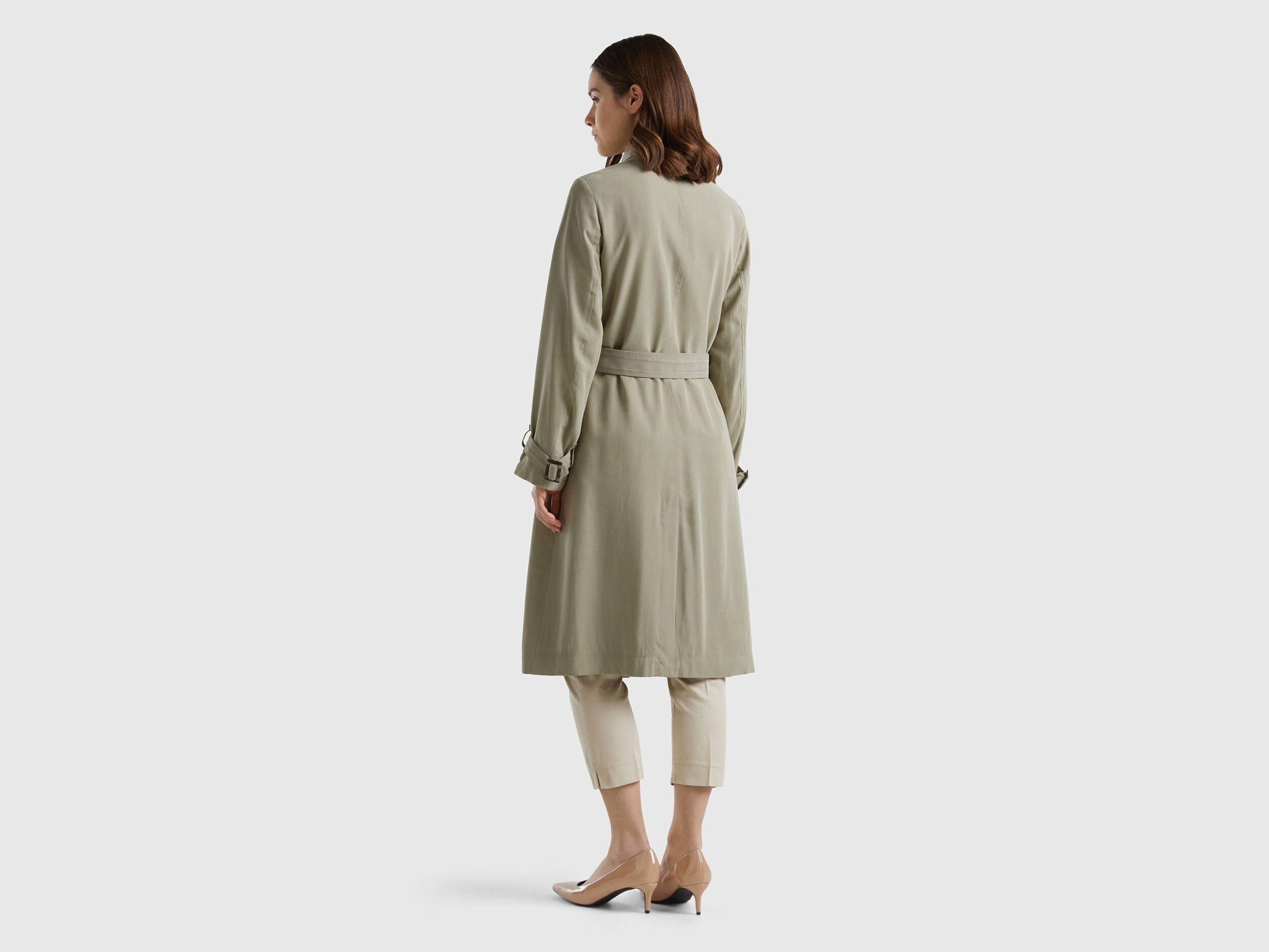 Double breasted midi trench coat