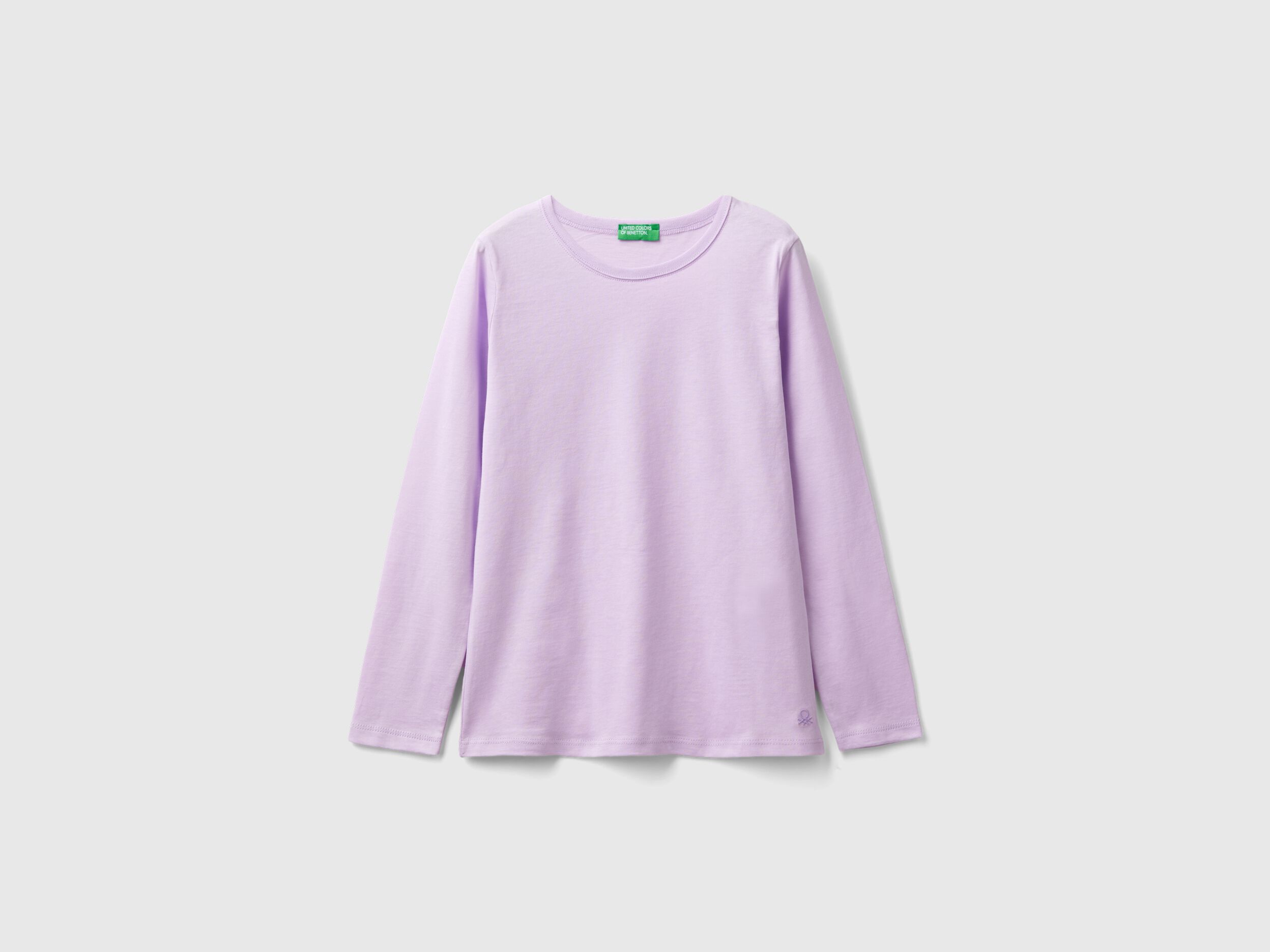 Long sleeve t-shirt in organic cotton - Lilac | Benetton